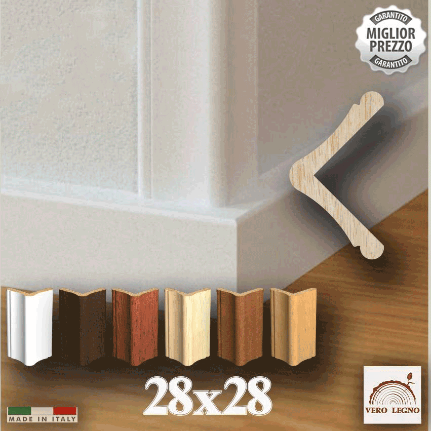 Paraspigolo profilo angolare Salvangoli ad Elle in Legno massiccio Ducale 28x28 - Eternal Parquet