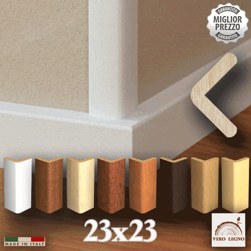 Paraspigolo Salvangoli profilo angolare ad Elle in Legno massiccio AYOUS 23x23 - Eternal Parquet