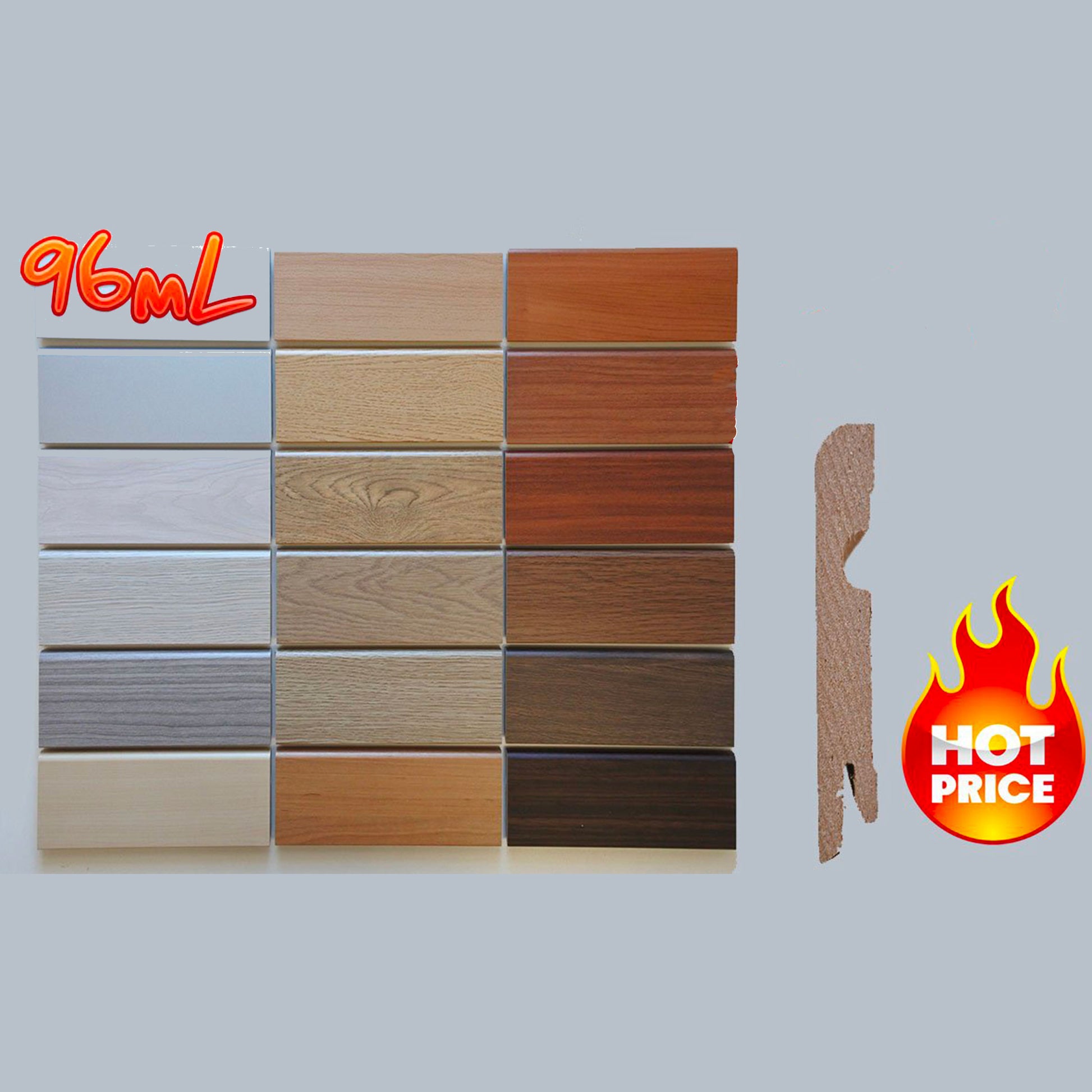 96ML BATTISCOPA in HDF 80X15 PASSACAVO taglio moderno 18 essenze - Eternal Parquet