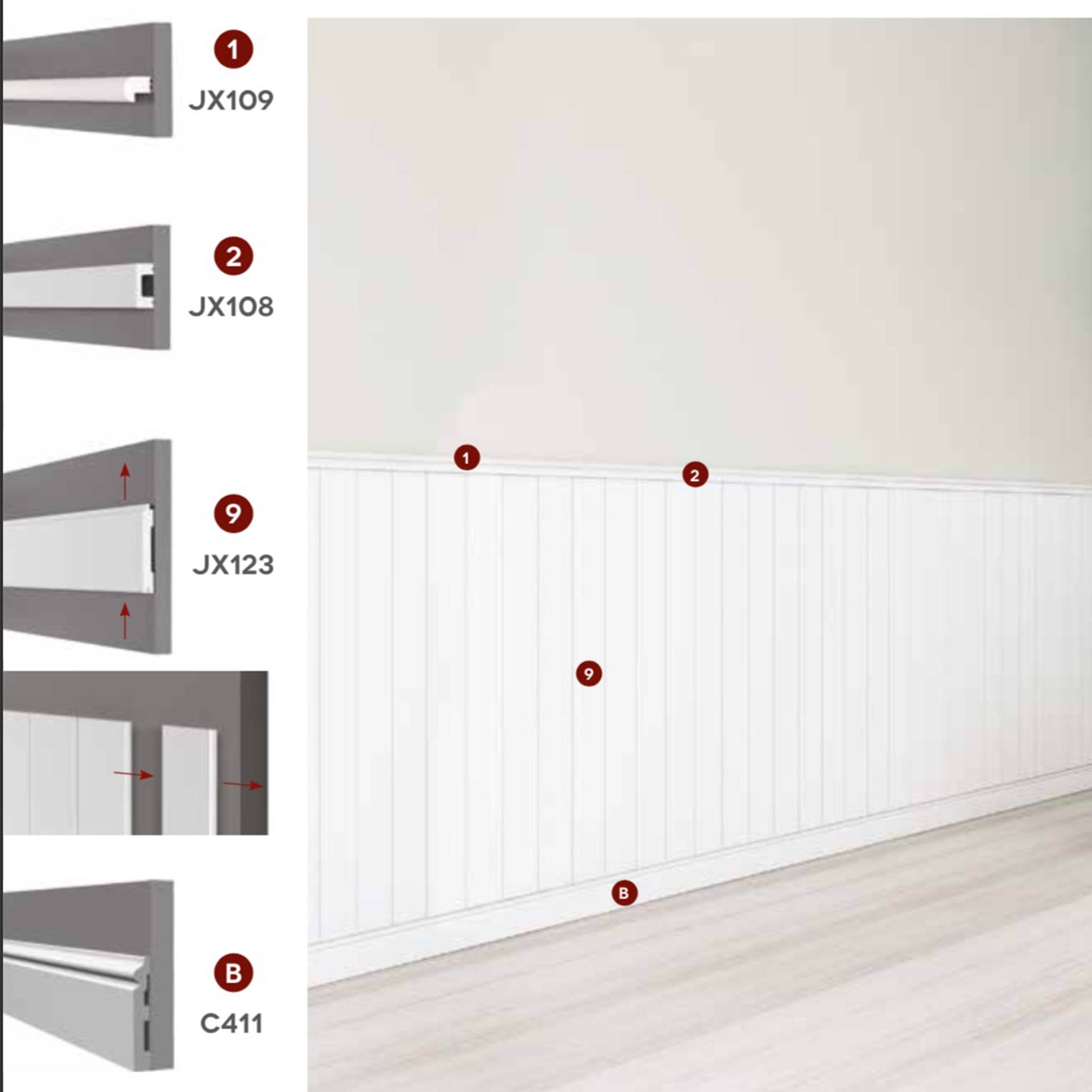 2,3MQ di Boiserie in Duropolimero Polistrutturato Mod.DENVER  L200xH115 circa - Eternal Parquet