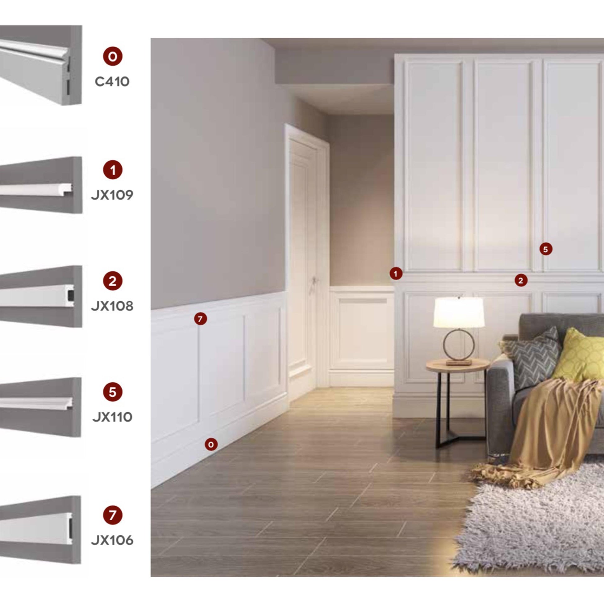 5,5mq di Boiserie in Duropolimero Polistrutturato Mod.Boston parete intera 2x2,7mt - Eternal Parquet