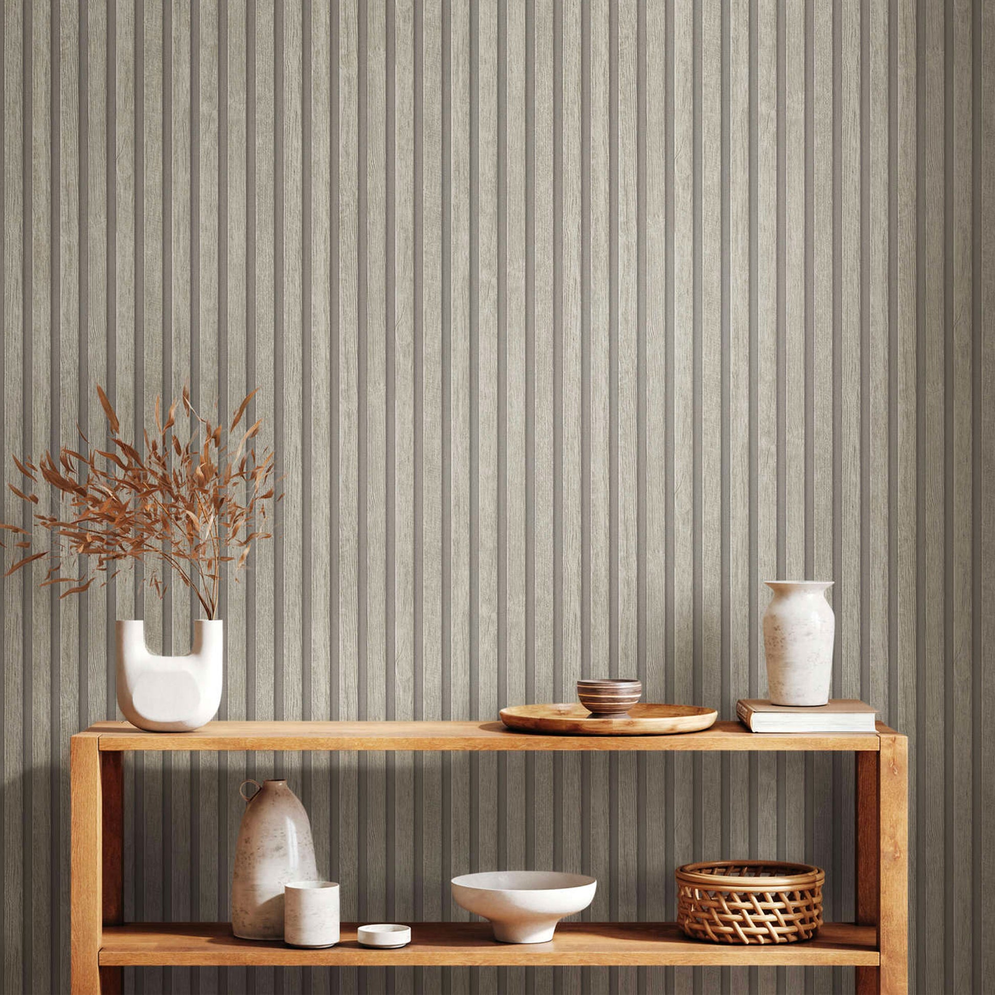 Rotolo da 5 mq di Carta da Parati LAMELLI LEGNO MILLERIGHE 3D effetto Boiserie PROVENZALE - Eternal Parquet