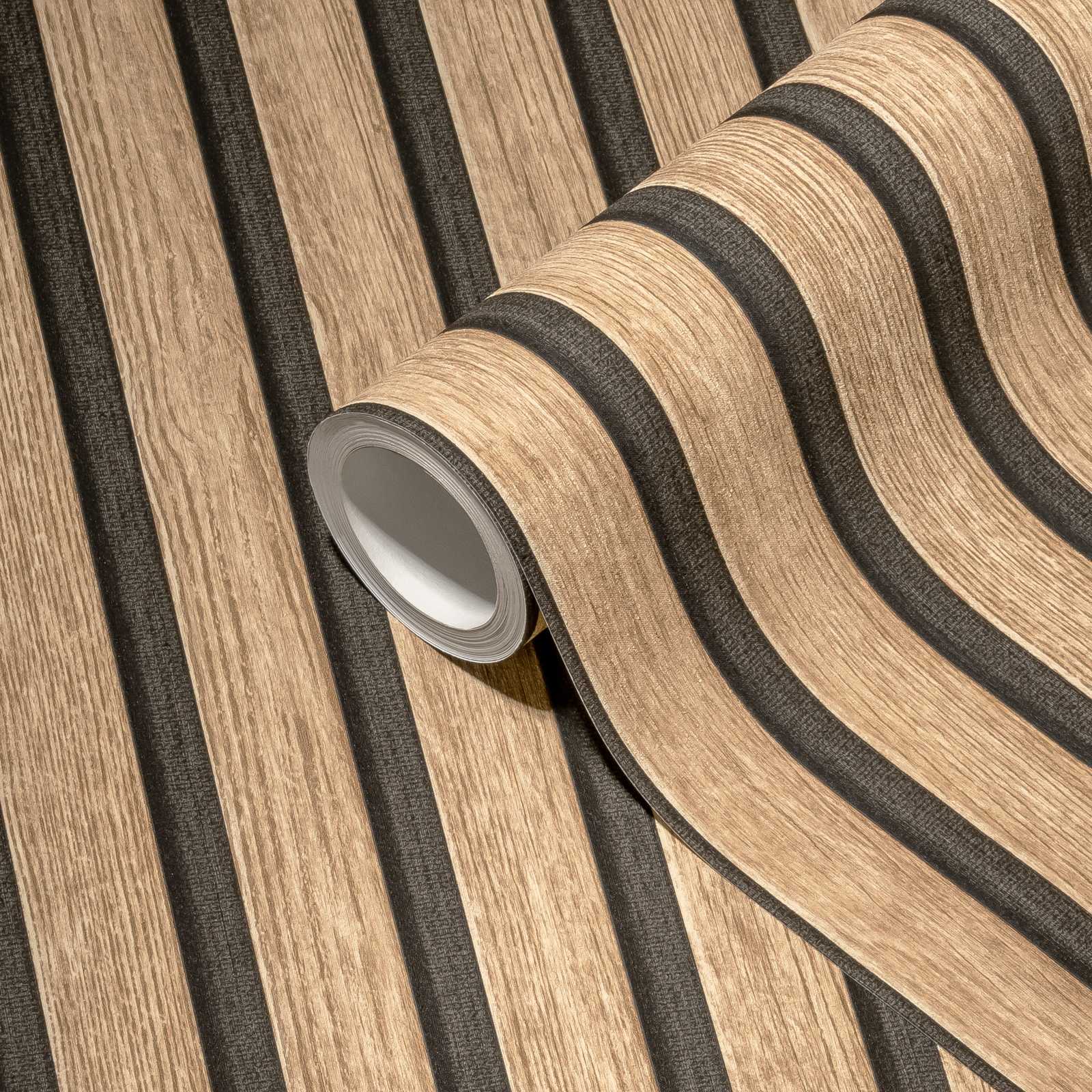 Rotolo da 5 mq di Carta da Parati LAMELLI LEGNO MILLERIGHE 3D effetto Boiserie ROVERE - Eternal Parquet