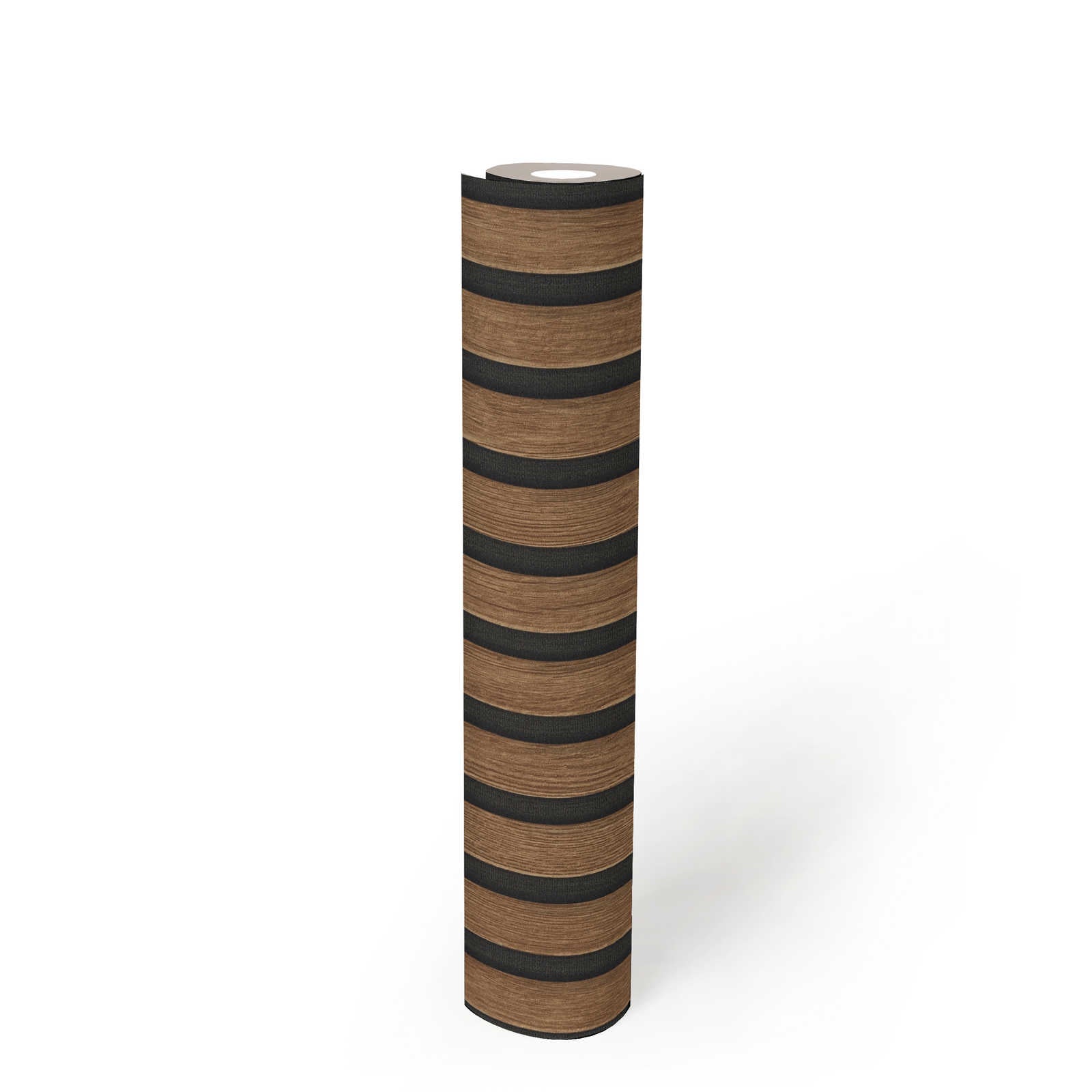 Rotolo da 5 mq di Carta da Parati LAMELLI LEGNO MILLERIGHE 3D effetto Boiserie ROVERE BRUNO - Eternal Parquet