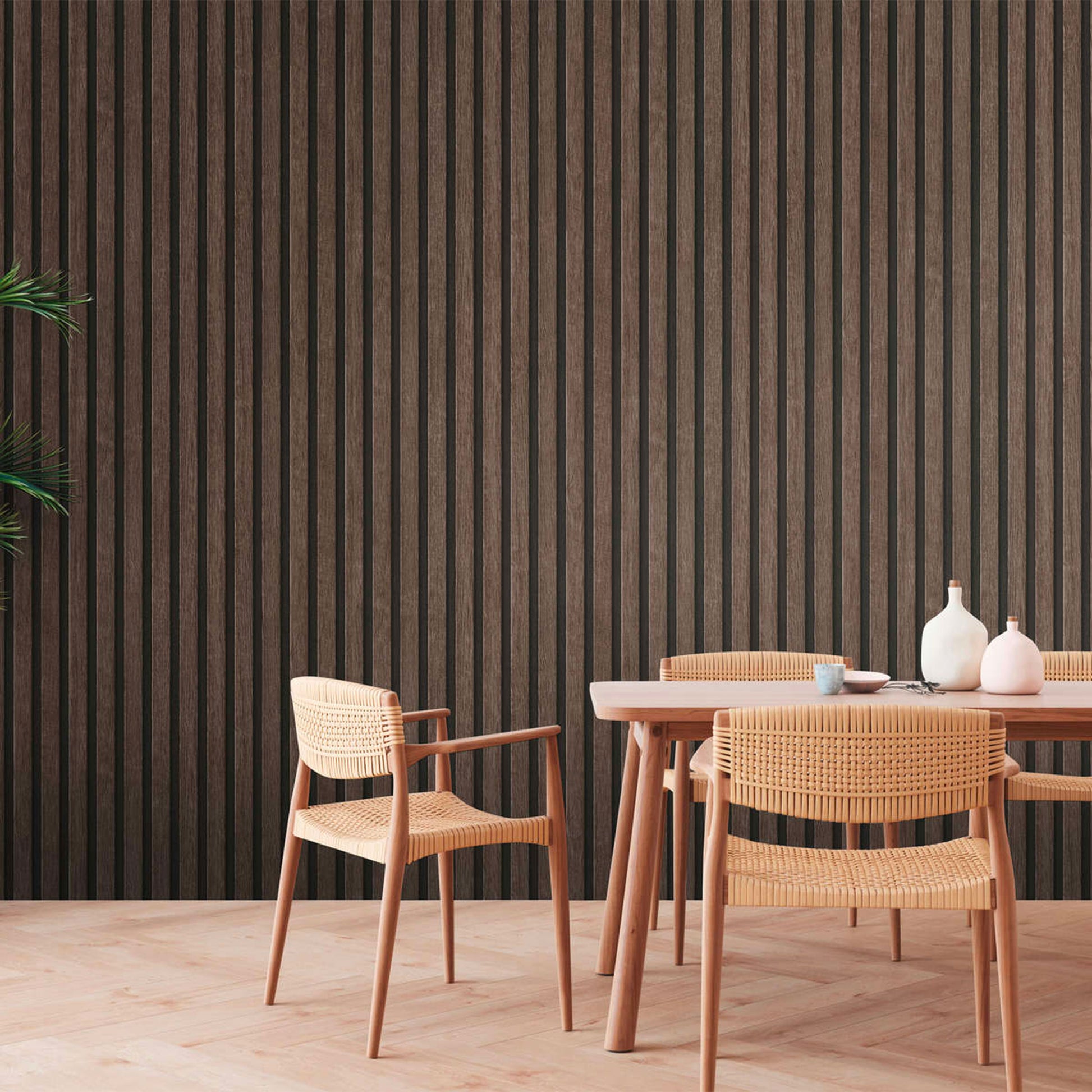 Rotolo da 5 mq di Carta da Parati LAMELLI LEGNO MILLERIGHE 3D effetto Boiserie ROVERE THERMO - Eternal Parquet