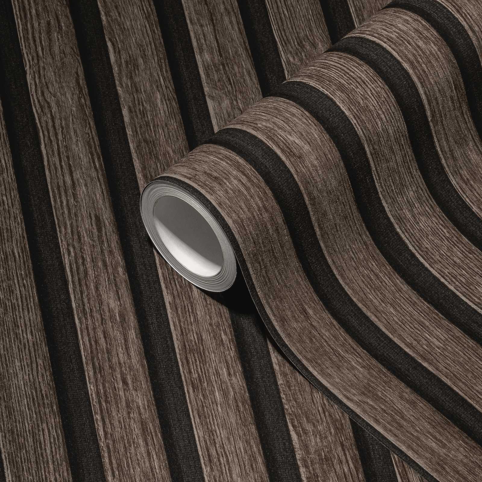 Rotolo da 5 mq di Carta da Parati LAMELLI LEGNO MILLERIGHE 3D effetto Boiserie ROVERE THERMO - Eternal Parquet