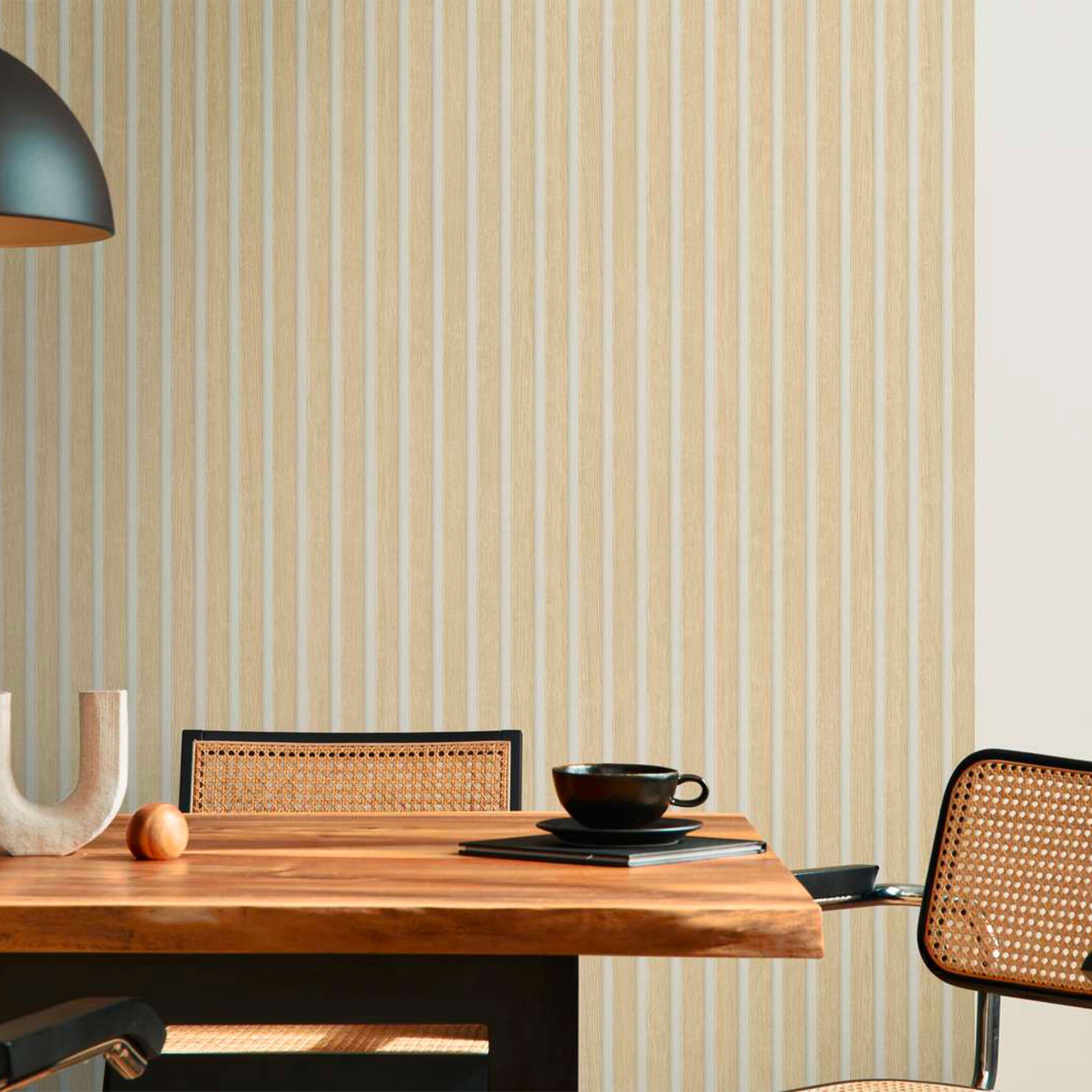 Rotolo da 5 mq di Carta da Parati LAMELLI LEGNO MILLERIGHE 3D effetto Boiserie SBIANCATO - Eternal Parquet