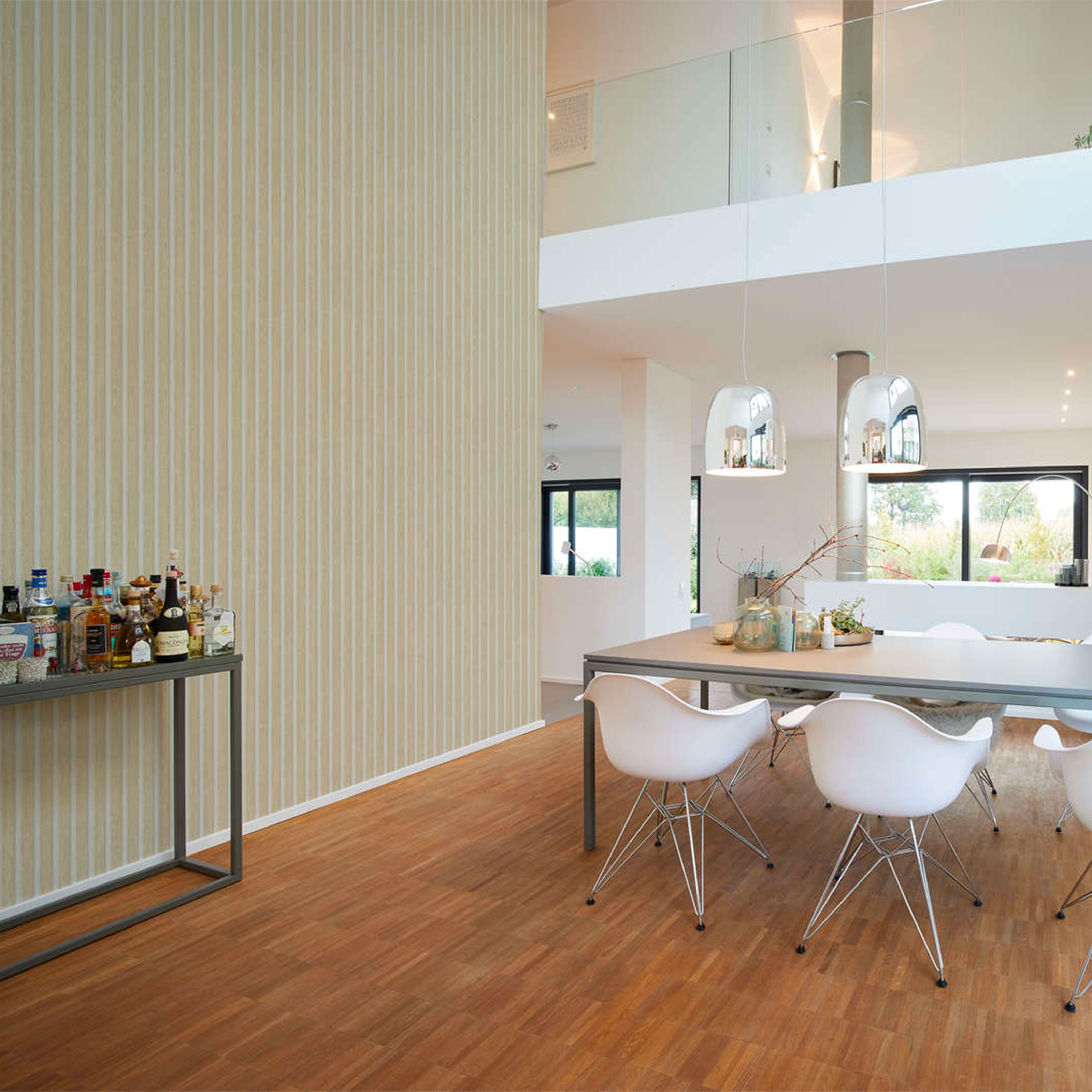 Rotolo da 5 mq di Carta da Parati LAMELLI LEGNO MILLERIGHE 3D effetto Boiserie SBIANCATO - Eternal Parquet