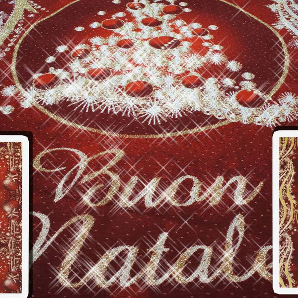 Gonna Per Albero Di Natale Rossa Con Paesaggio Innevato – Diametro 120 Cm, Con Babbo Natale E Renne
