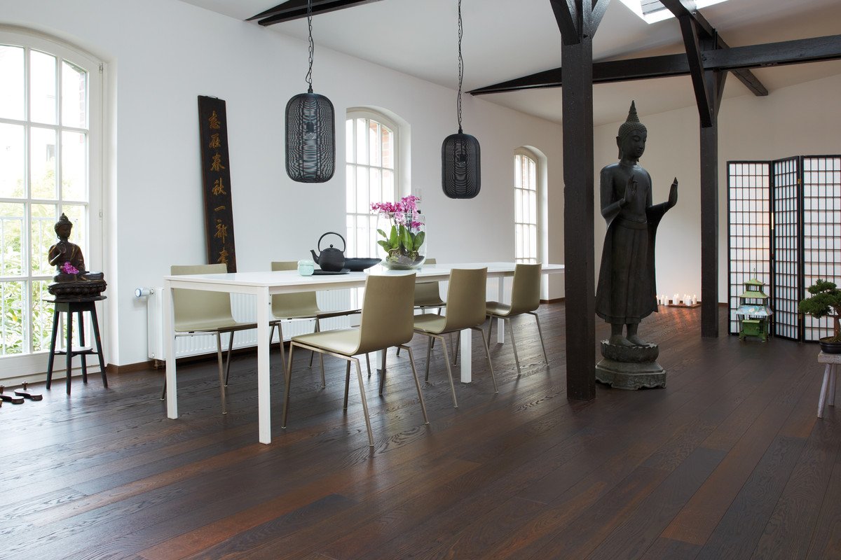 Maxilistone prefinito EKO SUBLIME PLANK mod.NIGHTFALL 139x14x2200 in rovere TERMOTRATTATO Spazzolato oliato eco senza nodi e bisellatura 2 lati