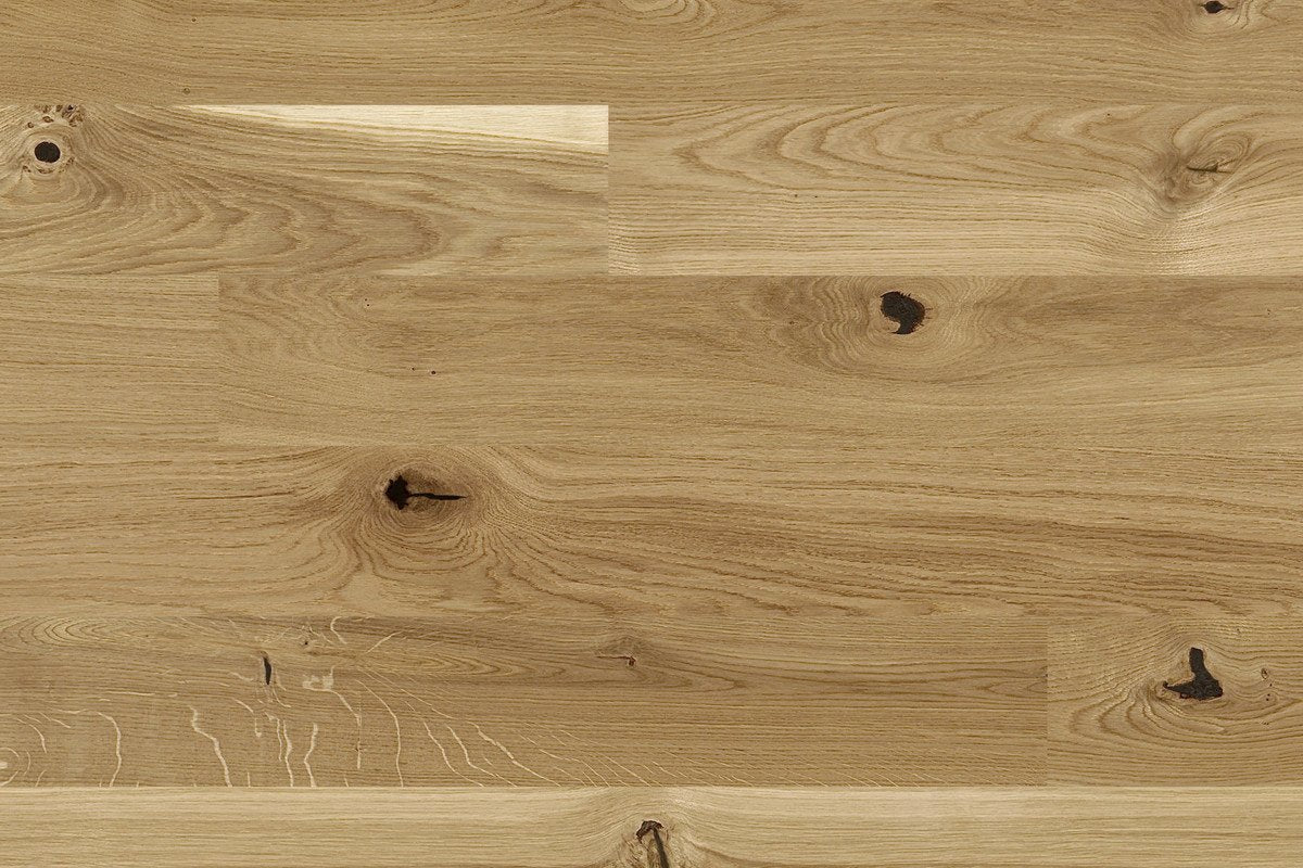 Maxilistone prefinito mod. SUNSET 221x14x2200 EKO SUBLIME PLANK in rovere verniciato eco liscio con nodi stuccati e bisellatura 2 lati - Eternal Parquet
