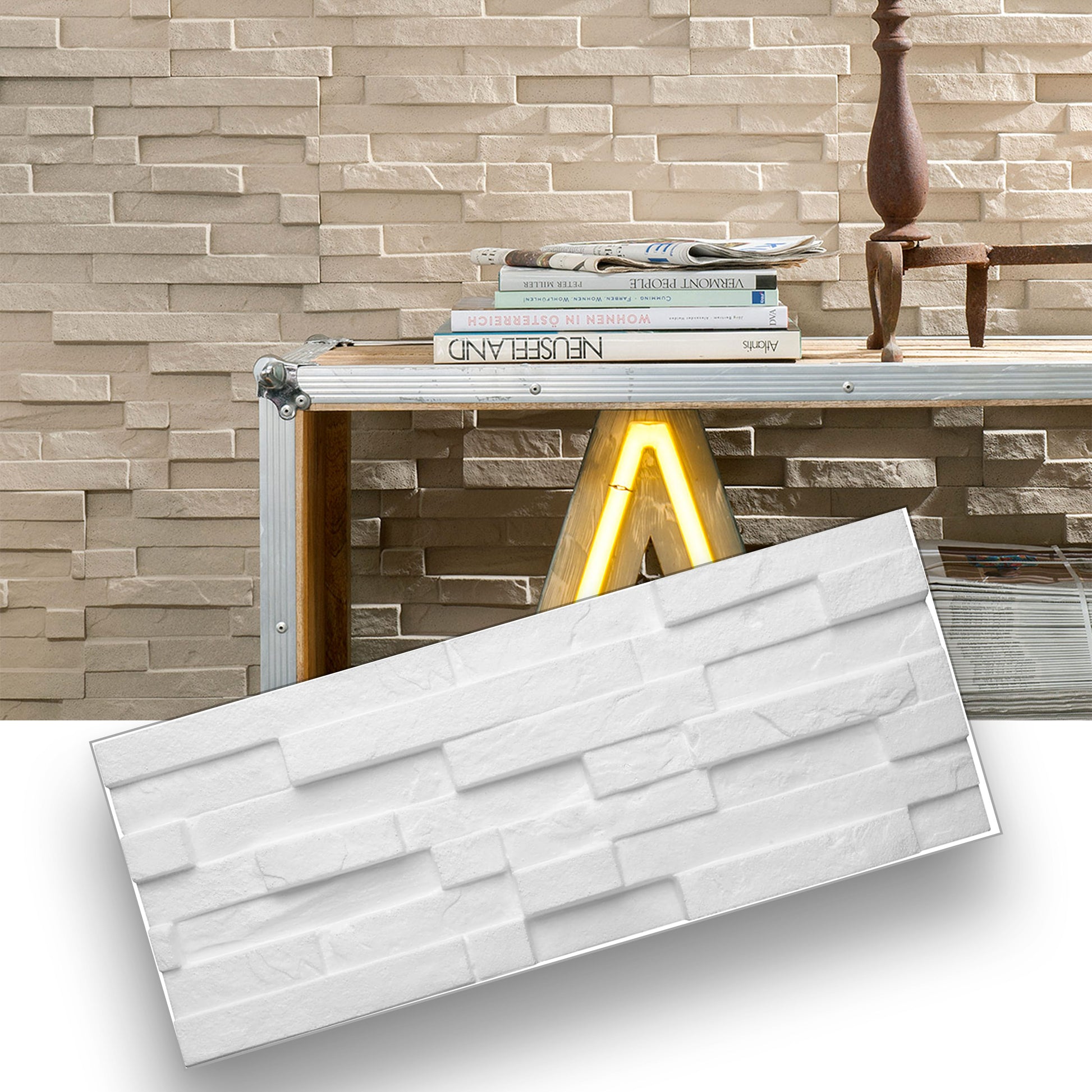 10mq (100 pannelli) di  Rivestimento a parete in EPS spesso e compatto effetto Pietra, isolante, verniciabile e facile da posare - Eternal Parquet