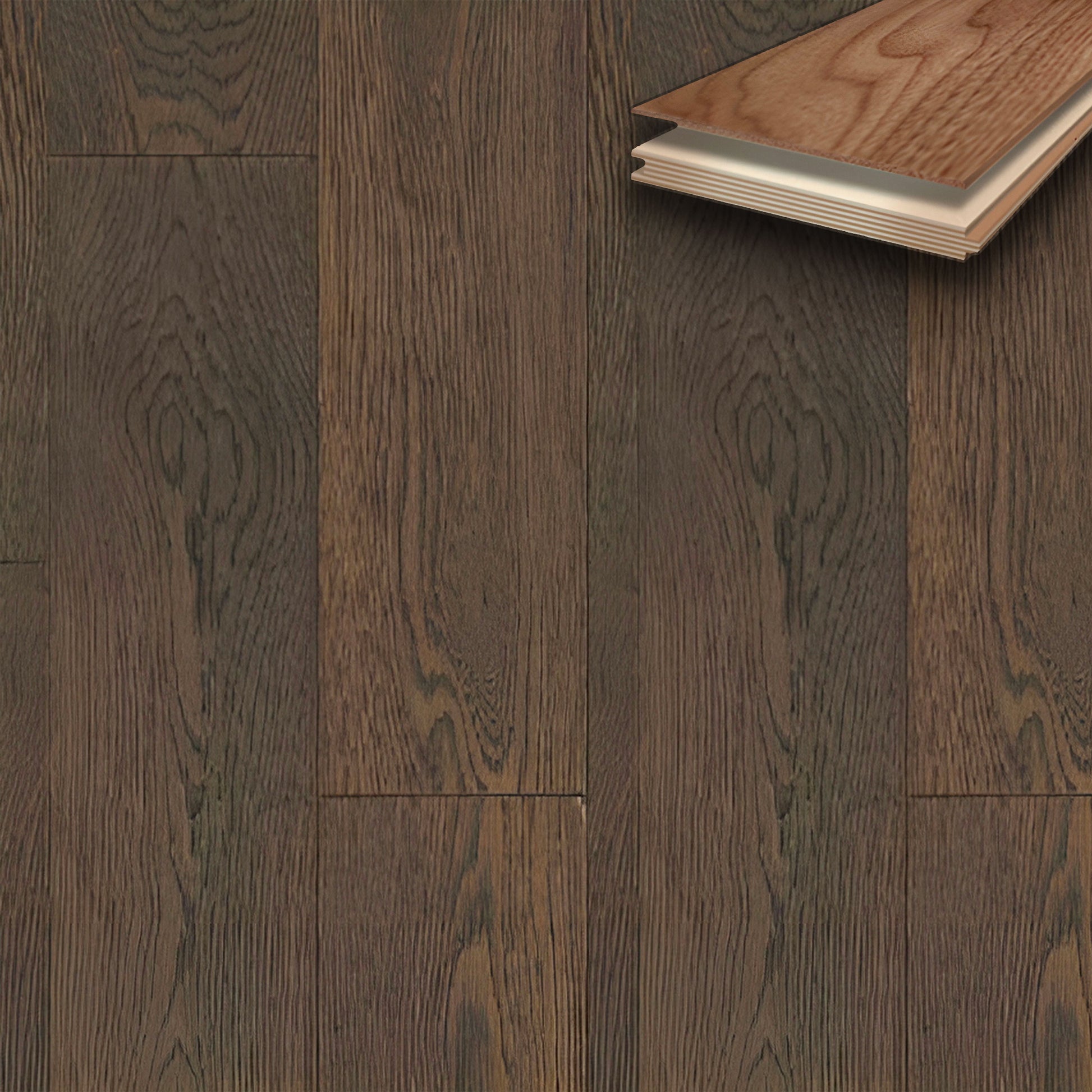 Pavimento in legno di rovere prefinito verniciato spazz. 10x125x900 linea PLANET mod. DARK FOREST - Eternal Parquet
