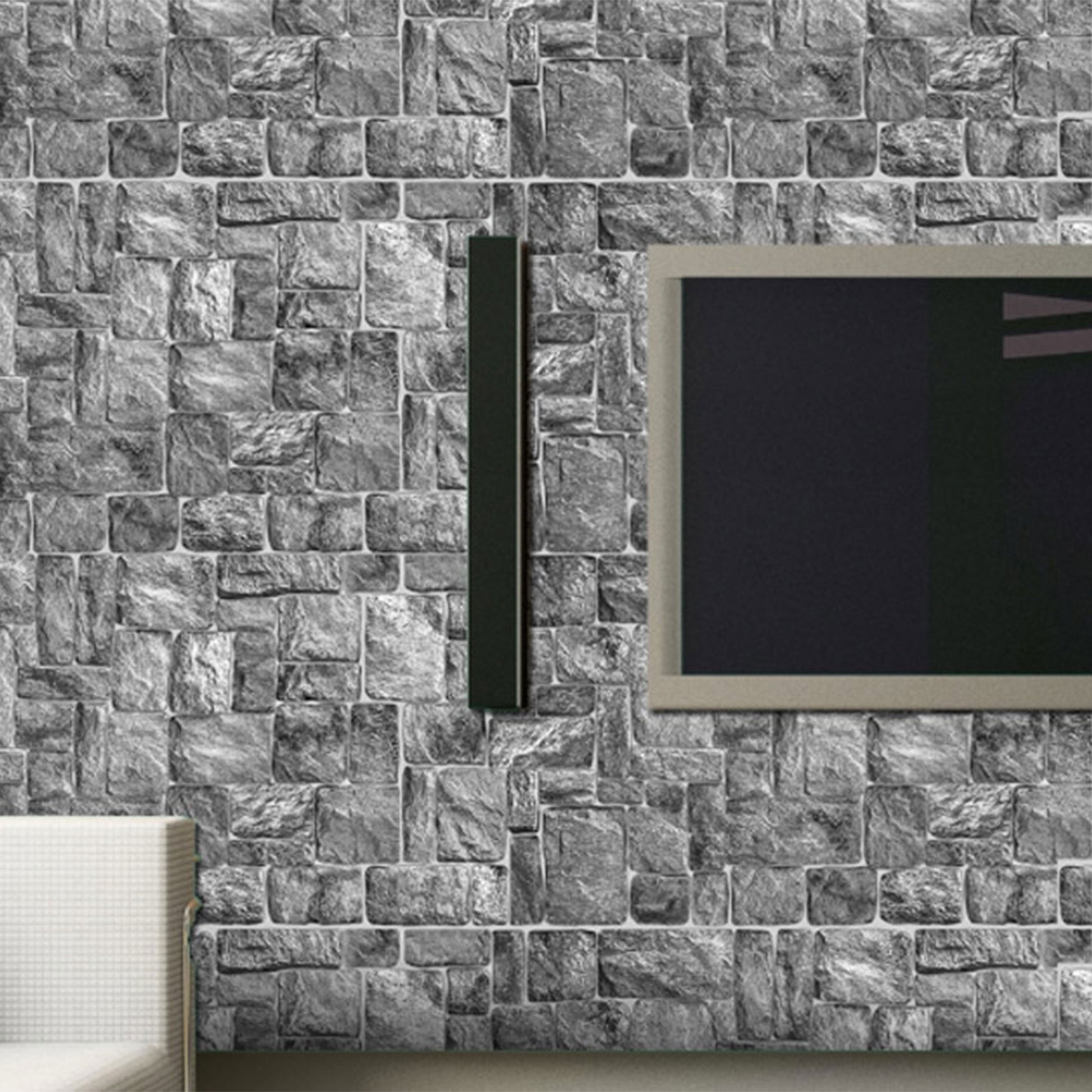 Pannelli 3D Rivestimento a parete in PVC effetto pietra GRIGIA NATURALE Realistici e isolanti. - Eternal Parquet