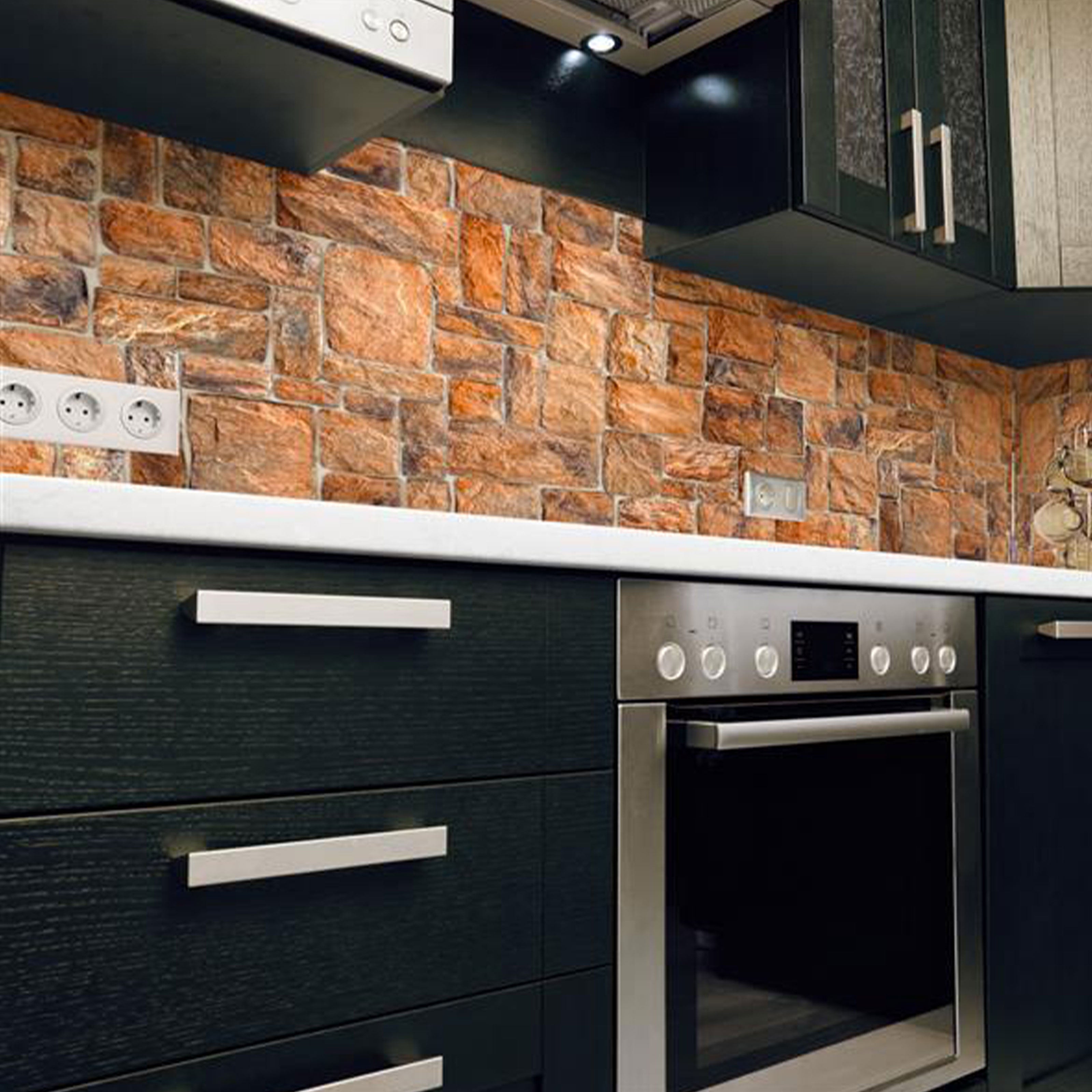 Pannelli 3D Rivestimento a parete in PVC effetto pietra ROSSA NATURALE Realistici e isolanti. - Eternal Parquet