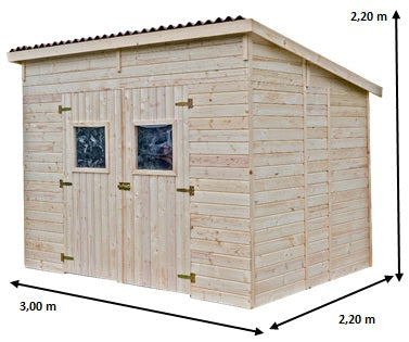 Casetta Di Legno A Pannelli Spessore Senza Pavimento Tetto Mono-pendenza 16mm 280x200cm - Eternal Parquet