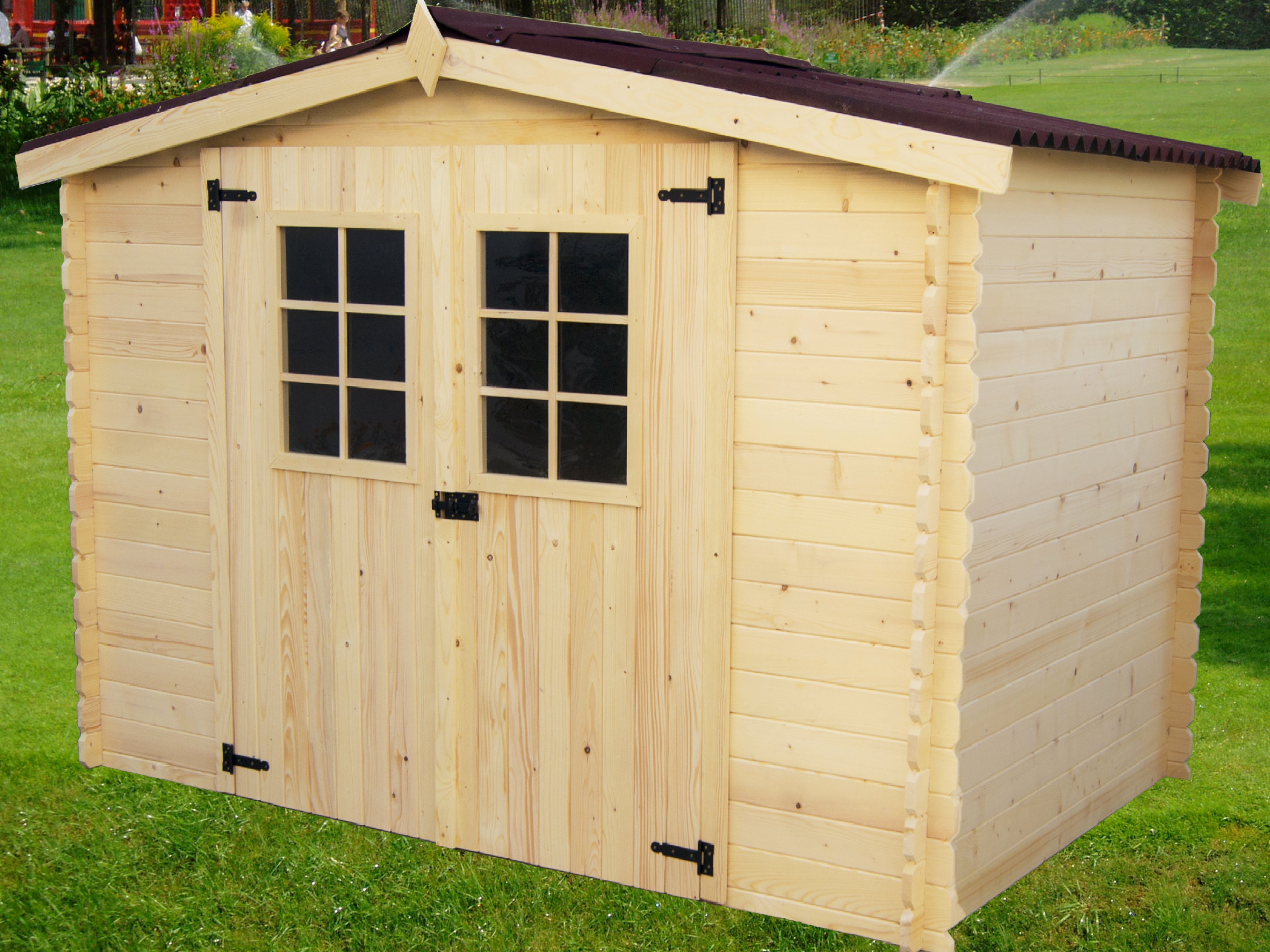 Casetta Di Legno A Tavole Ad Incastro Spessore 20mm Senza Pavimento 300x185cm AL 3019.02 N - Eternal Parquet