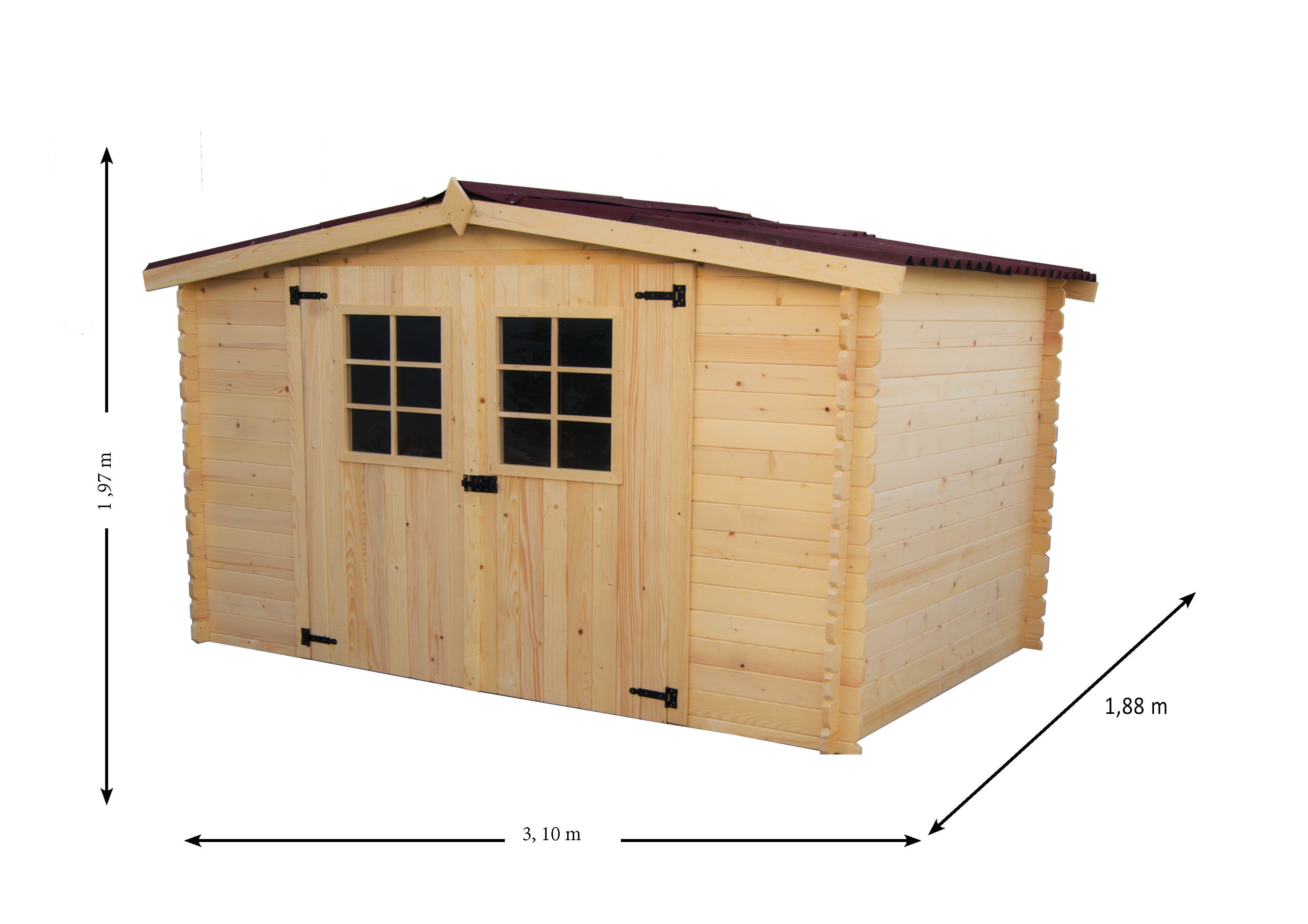 Casetta Di Legno A Tavole Ad Incastro Spessore 20mm Senza Pavimento 300x185cm AL 3019.02 N - Eternal Parquet