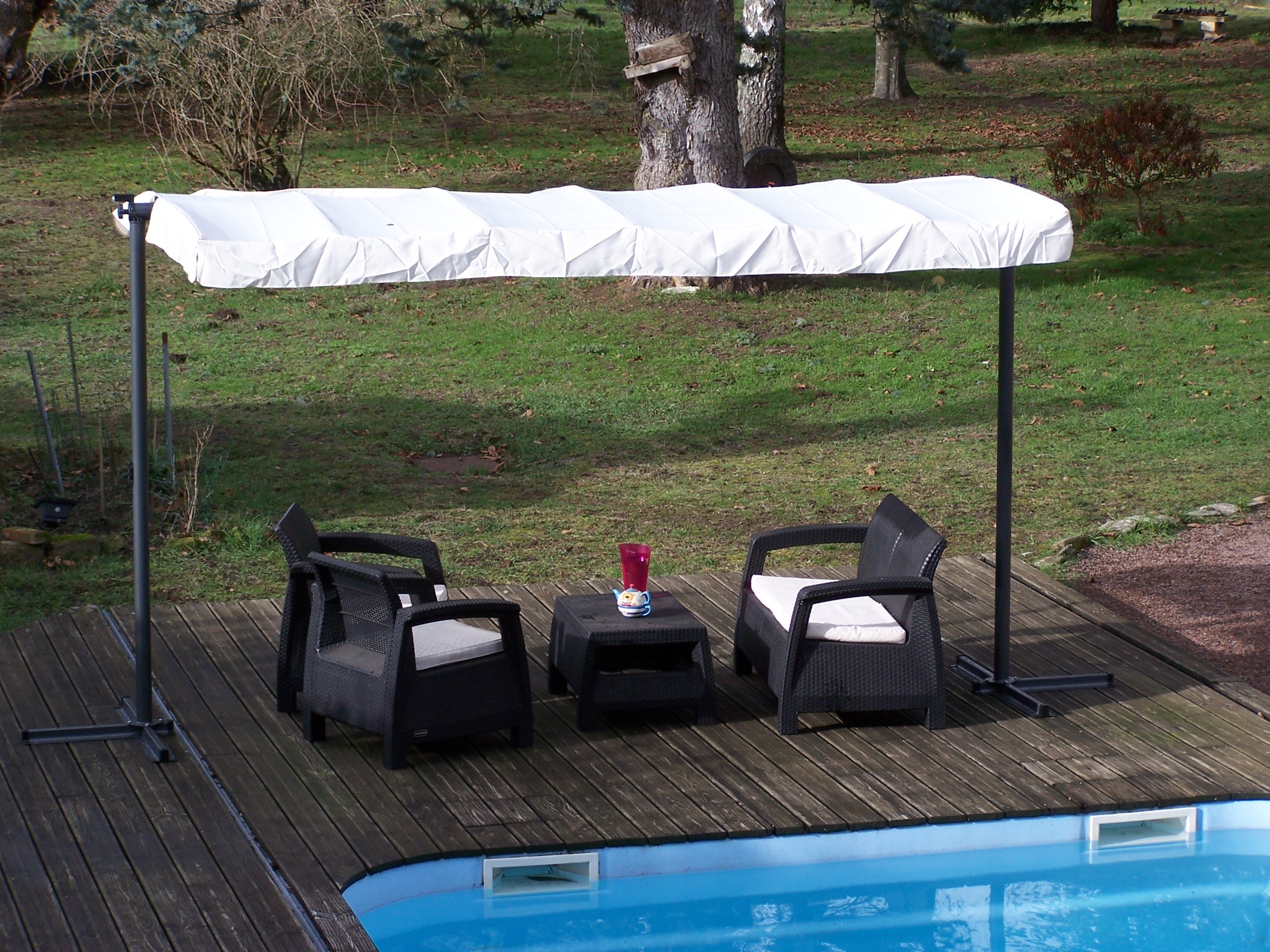 Pegola A Baldacchino Con Telo Girevole Ed Allungabile 250x350x220cm - Eternal Parquet