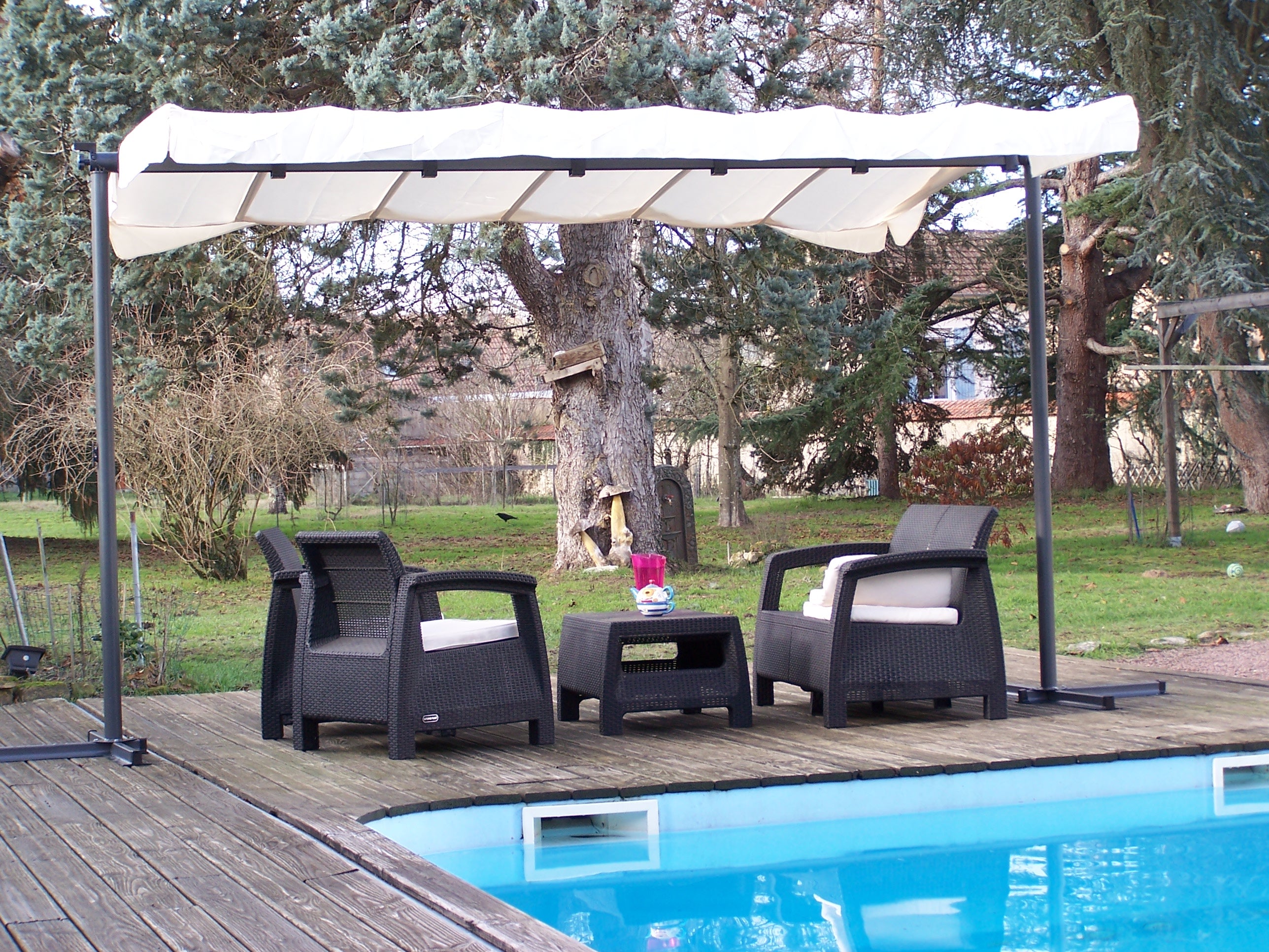 Pegola A Baldacchino Con Telo Girevole Ed Allungabile 250x350x220cm - Eternal Parquet