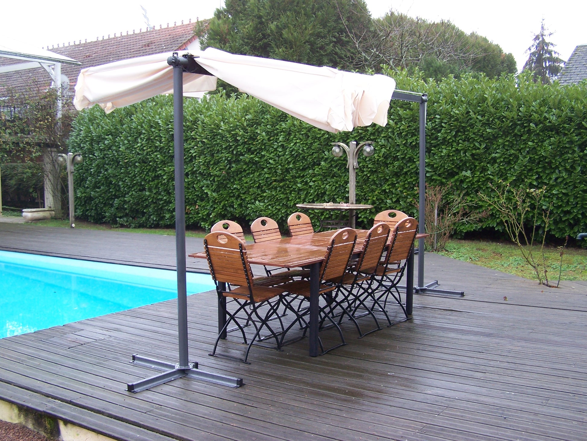 Pegola A Baldacchino Con Telo Girevole Ed Allungabile 250x350x220cm - Eternal Parquet