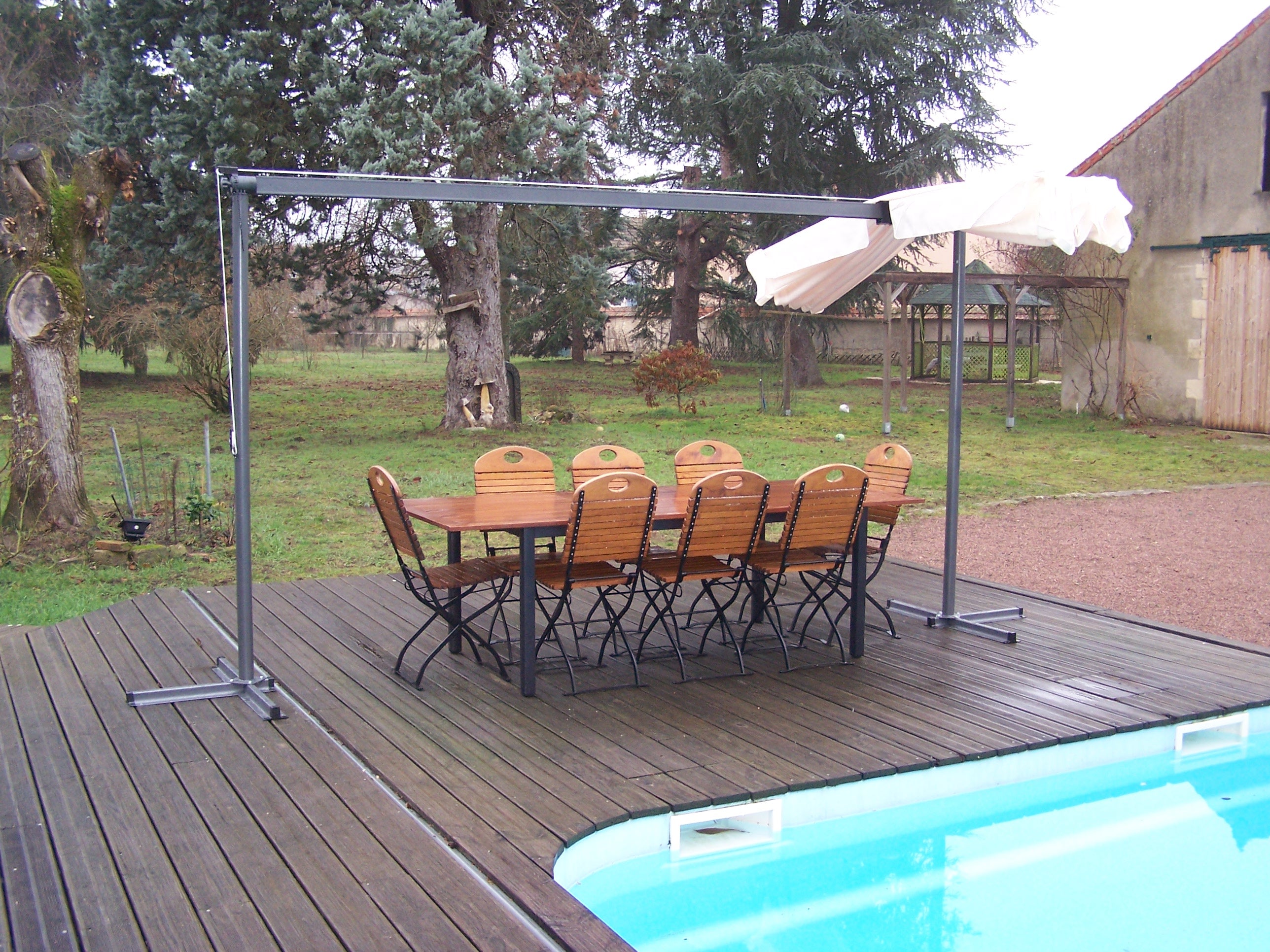 Pegola A Baldacchino Con Telo Girevole Ed Allungabile 250x350x220cm - Eternal Parquet