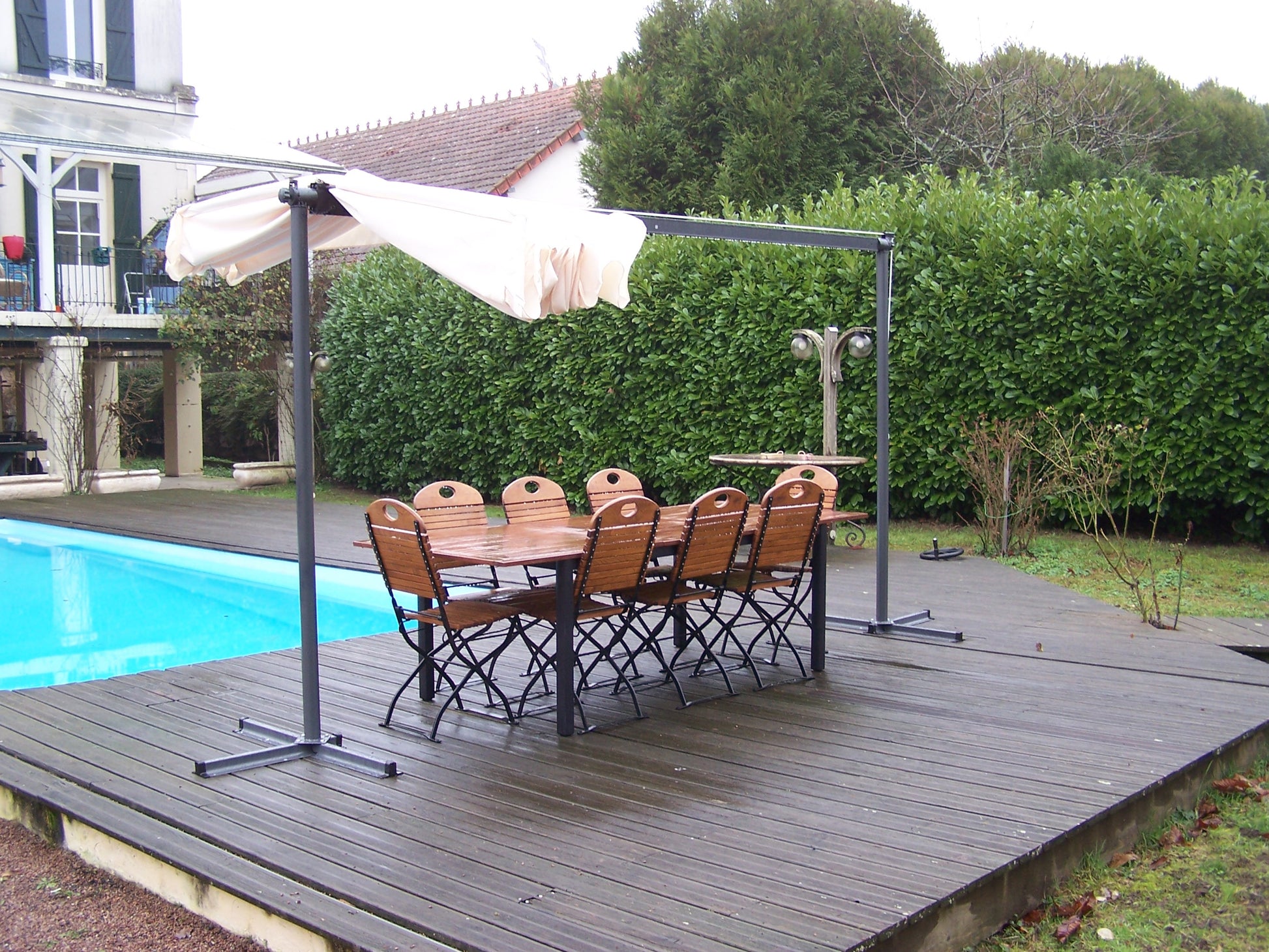 Pegola A Baldacchino Con Telo Girevole Ed Allungabile 250x350x220cm - Eternal Parquet