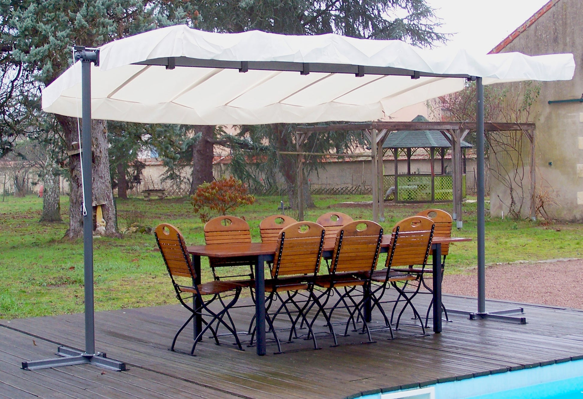 Pegola A Baldacchino Con Telo Girevole Ed Allungabile 250x350x220cm - Eternal Parquet