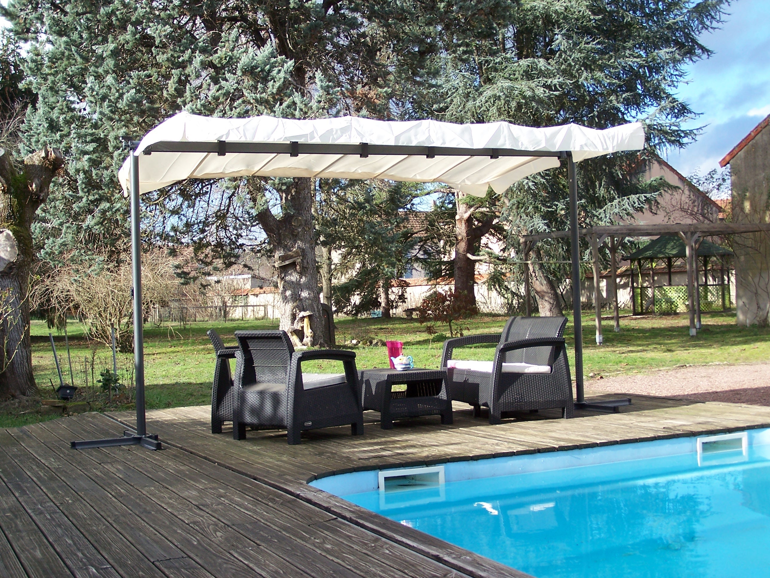 Pegola A Baldacchino Con Telo Girevole Ed Allungabile 250x350x220cm - Eternal Parquet