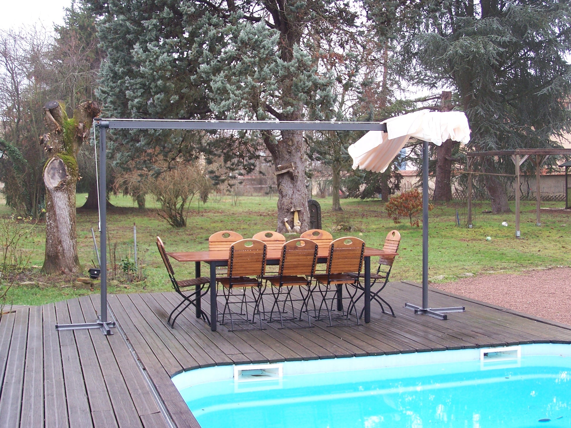 Pegola A Baldacchino Con Telo Girevole Ed Allungabile 250x350x220cm - Eternal Parquet