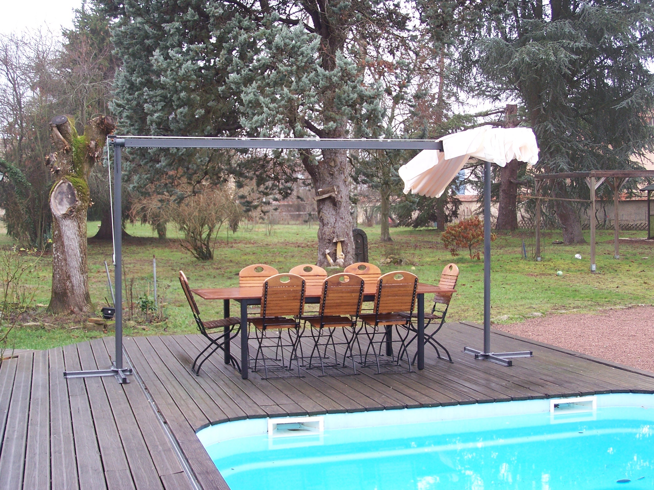 Pegola A Baldacchino Con Telo Girevole Ed Allungabile 250x350x220cm - Eternal Parquet