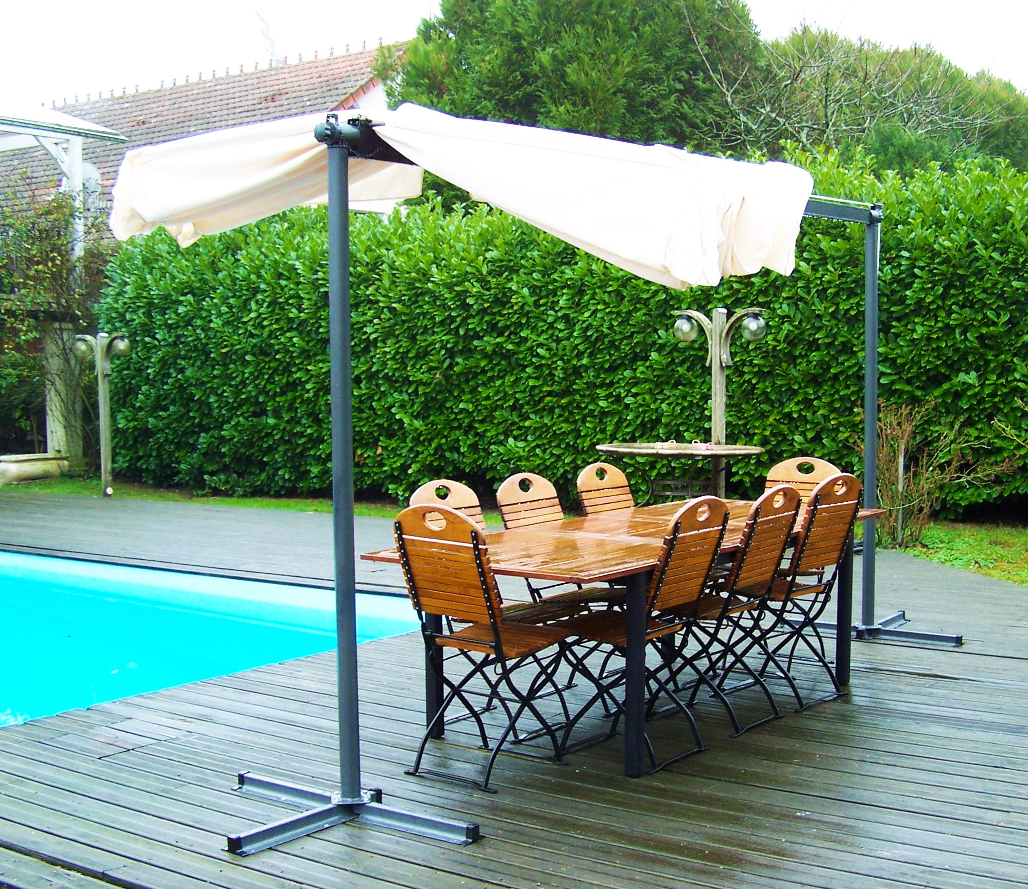 Pegola A Baldacchino Con Telo Girevole Ed Allungabile 250x350x220cm - Eternal Parquet