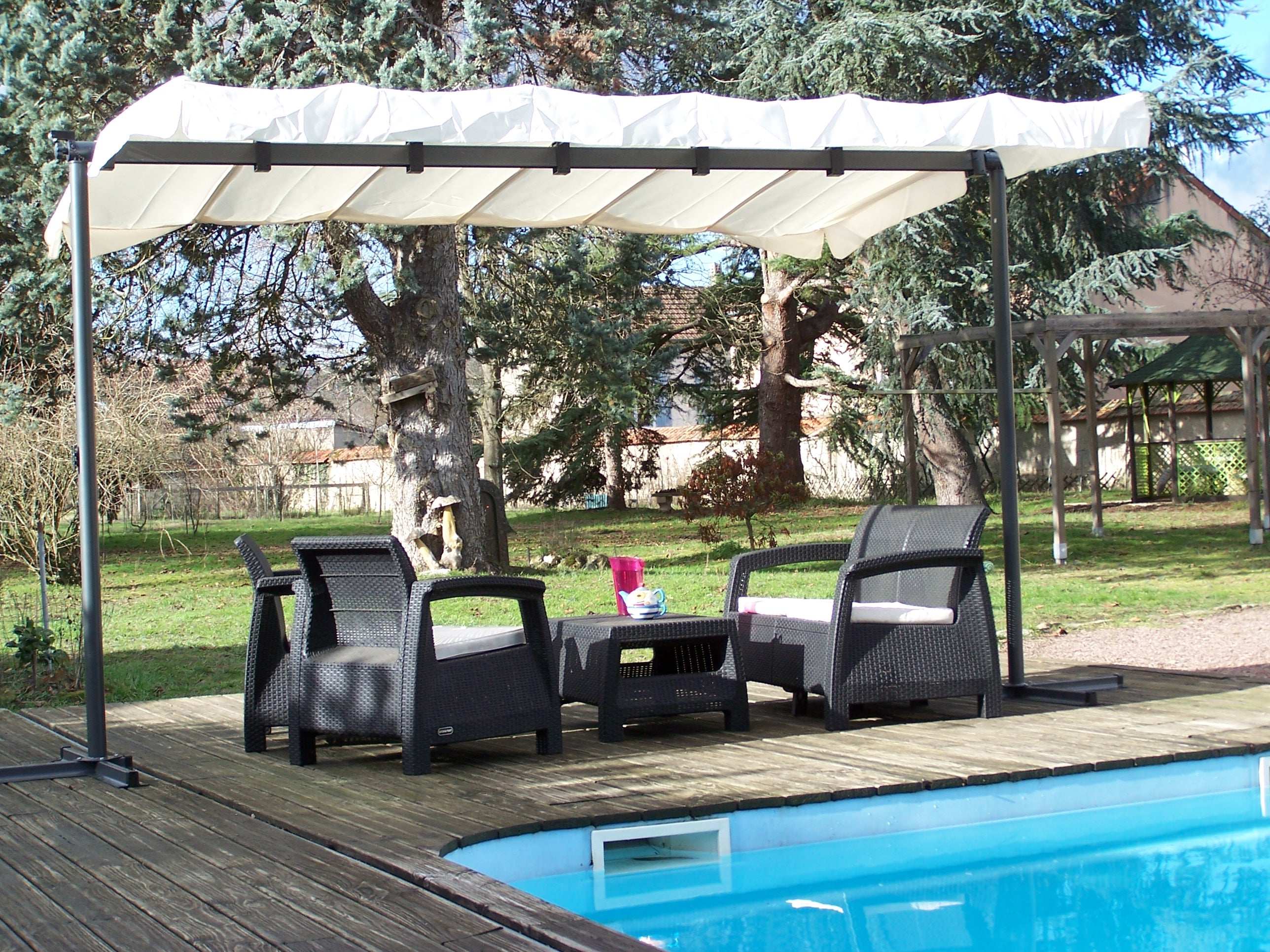 Pegola A Baldacchino Con Telo Girevole Ed Allungabile 250x350x220cm - Eternal Parquet