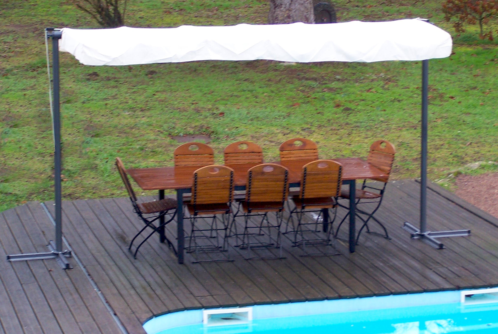 Pegola A Baldacchino Con Telo Girevole Ed Allungabile 250x350x220cm - Eternal Parquet