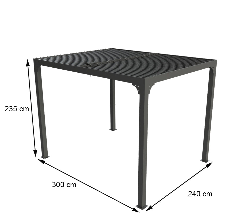 Pergola Bioclimatica In Alluminio Apertura Manuale Ripara Sole Pioggia 240x300cm - Eternal Parquet