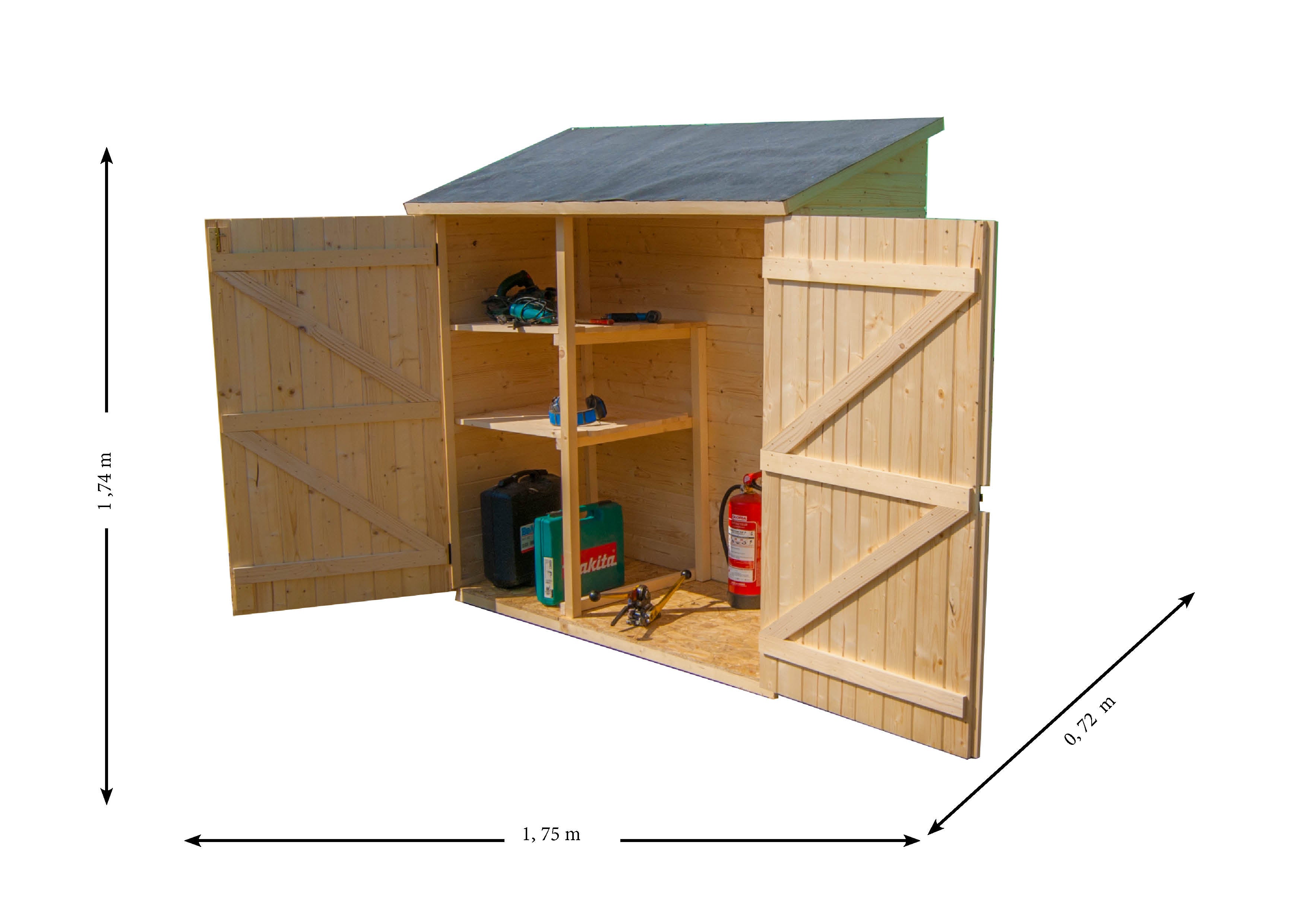 Ripostiglio Di Legno A Pannelli Con Pavimento Spessore 16mm 163x74cm - Eternal Parquet