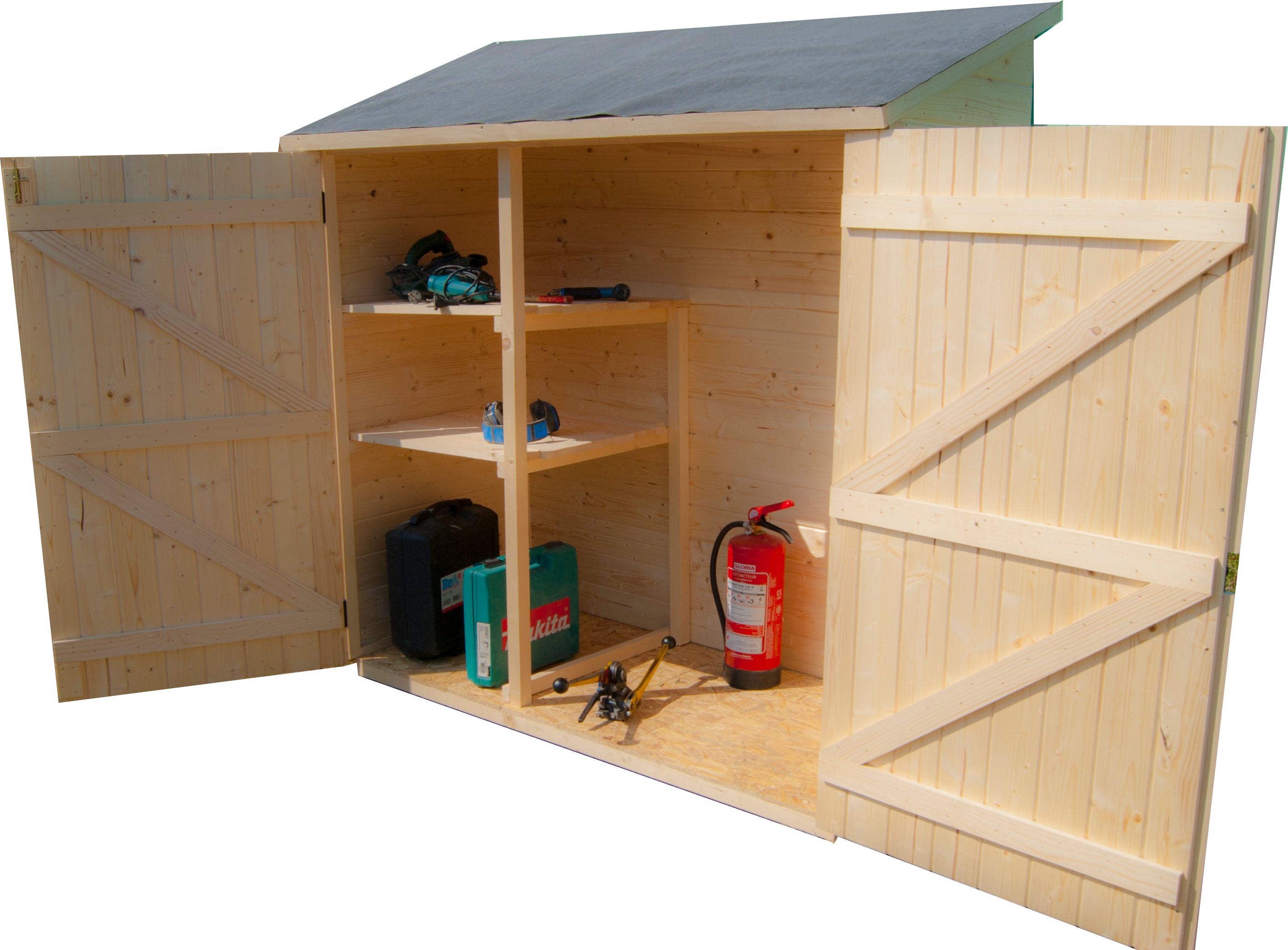 Ripostiglio Di Legno A Pannelli Con Pavimento Spessore 16mm 163x74cm - Eternal Parquet