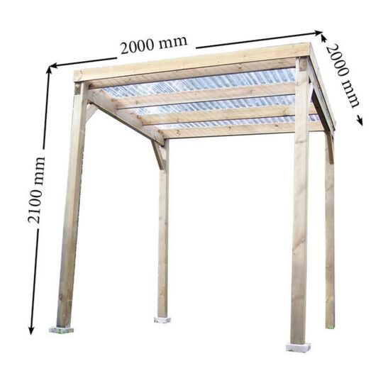 Tettoia In Legno Con Copertura In Pvc Trattata In Autoclave 200x200x220cm - Eternal Parquet
