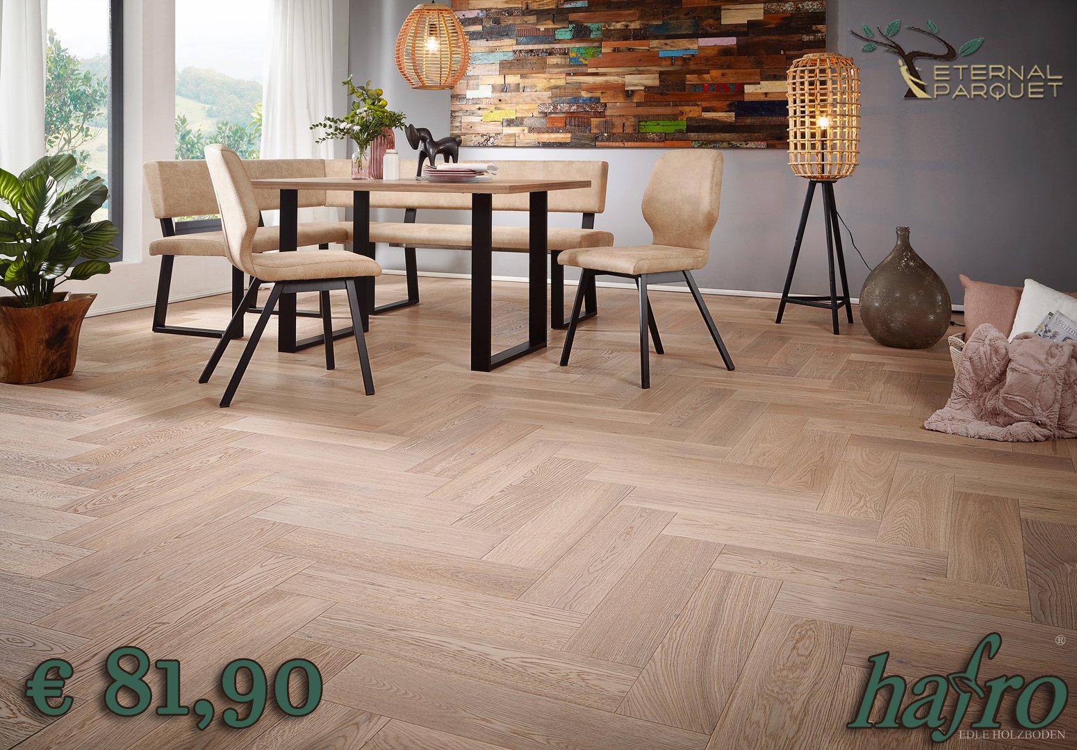 Princess Parquet HAFRO Montifloor Rovere Termotrattato spazzolato Oliato Bianco Perlato 600x150x15mm - Eternal Parquet