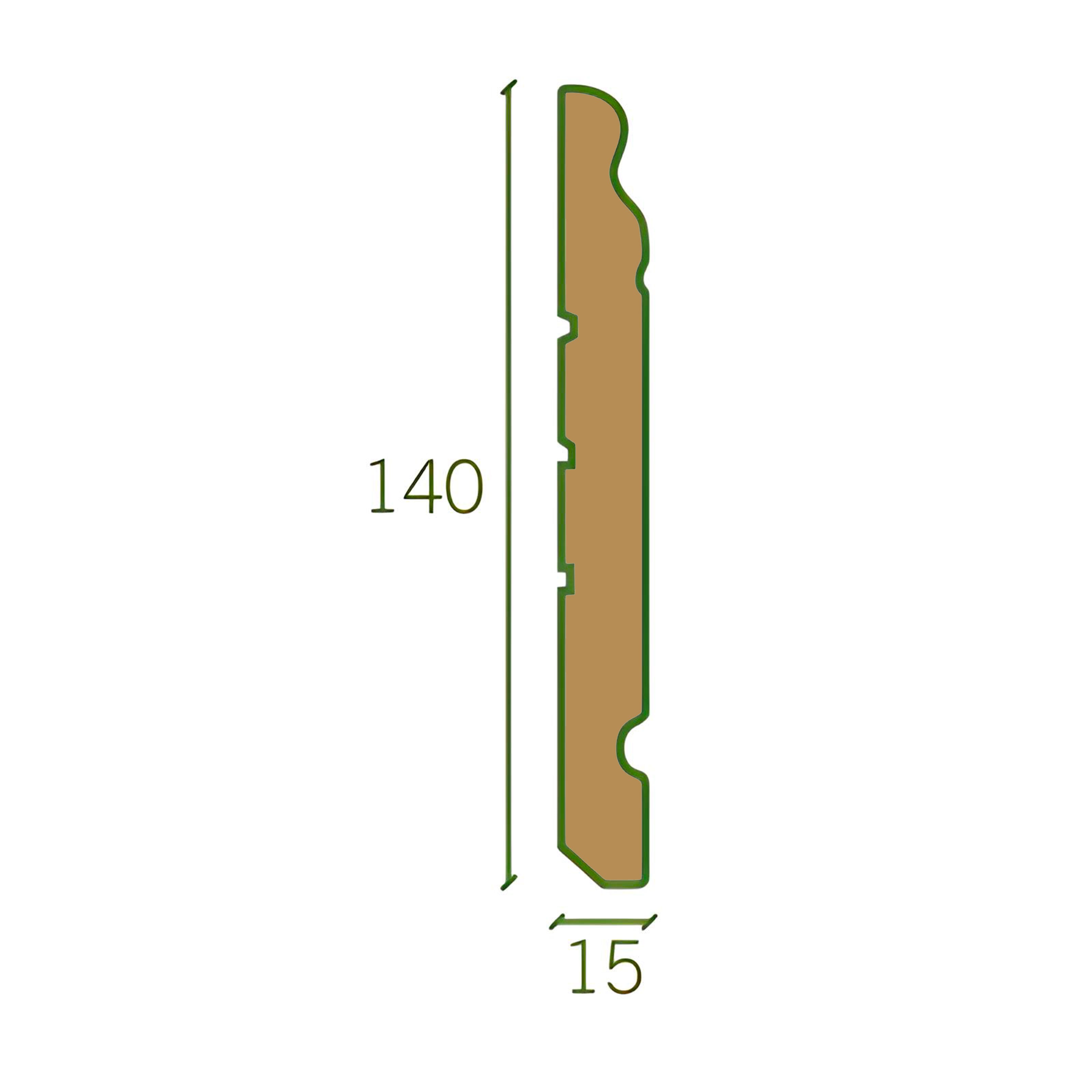 96ML di Battiscopa GRAN DUCALE ROMA LEGNO MASSELLO 140x15mm bianco, grezzo o ral 9010 - Eternal Parquet