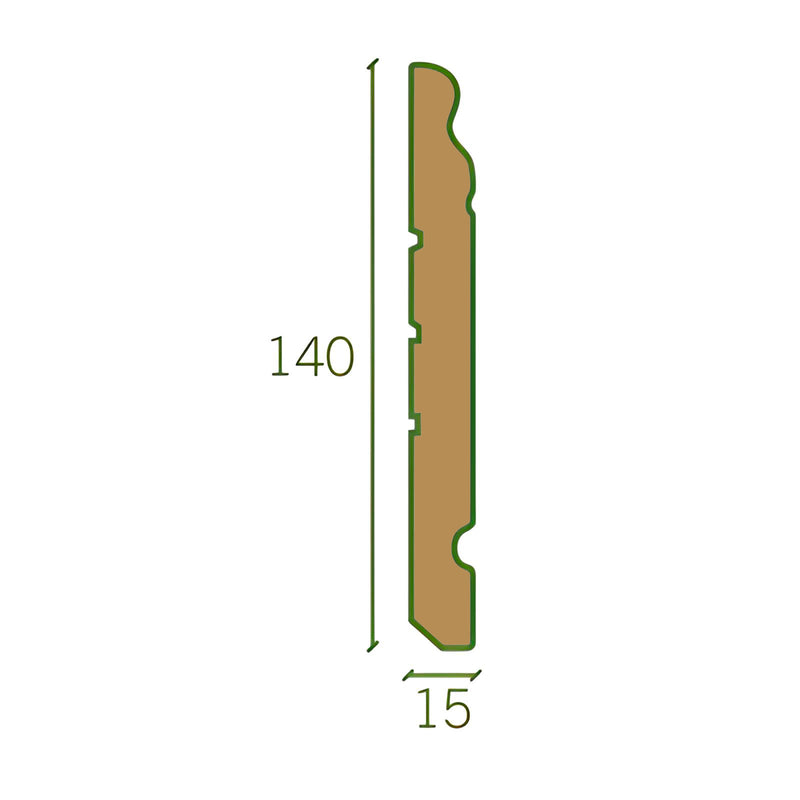 96ML di Battiscopa GRAN DUCALE ROMA LEGNO MASSELLO 140x15mm bianco, grezzo o ral 9010