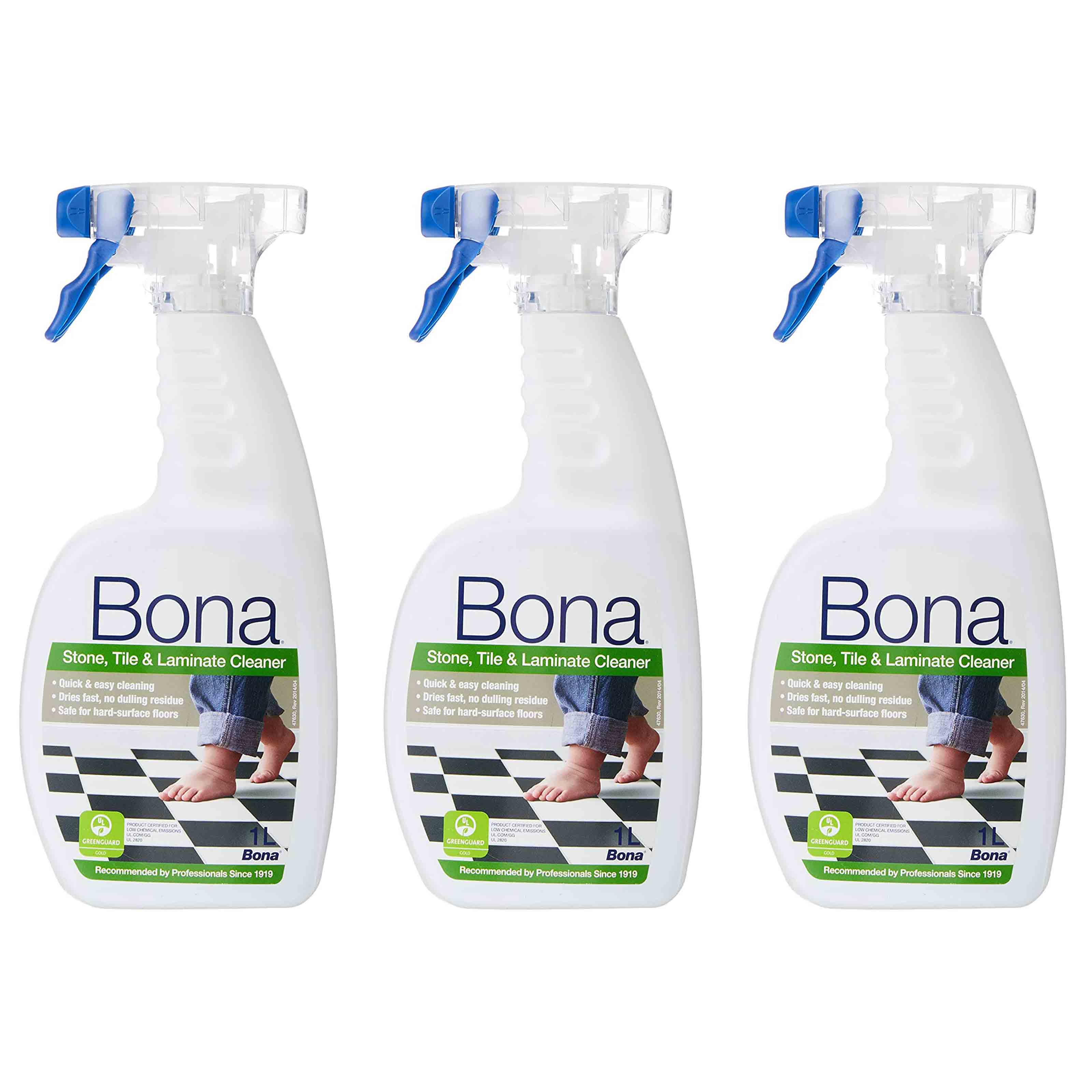 Tre confezioni da lt 1 cad. di Bona detergente per parquet laminati e ceramiche Spray - Eternal Parquet